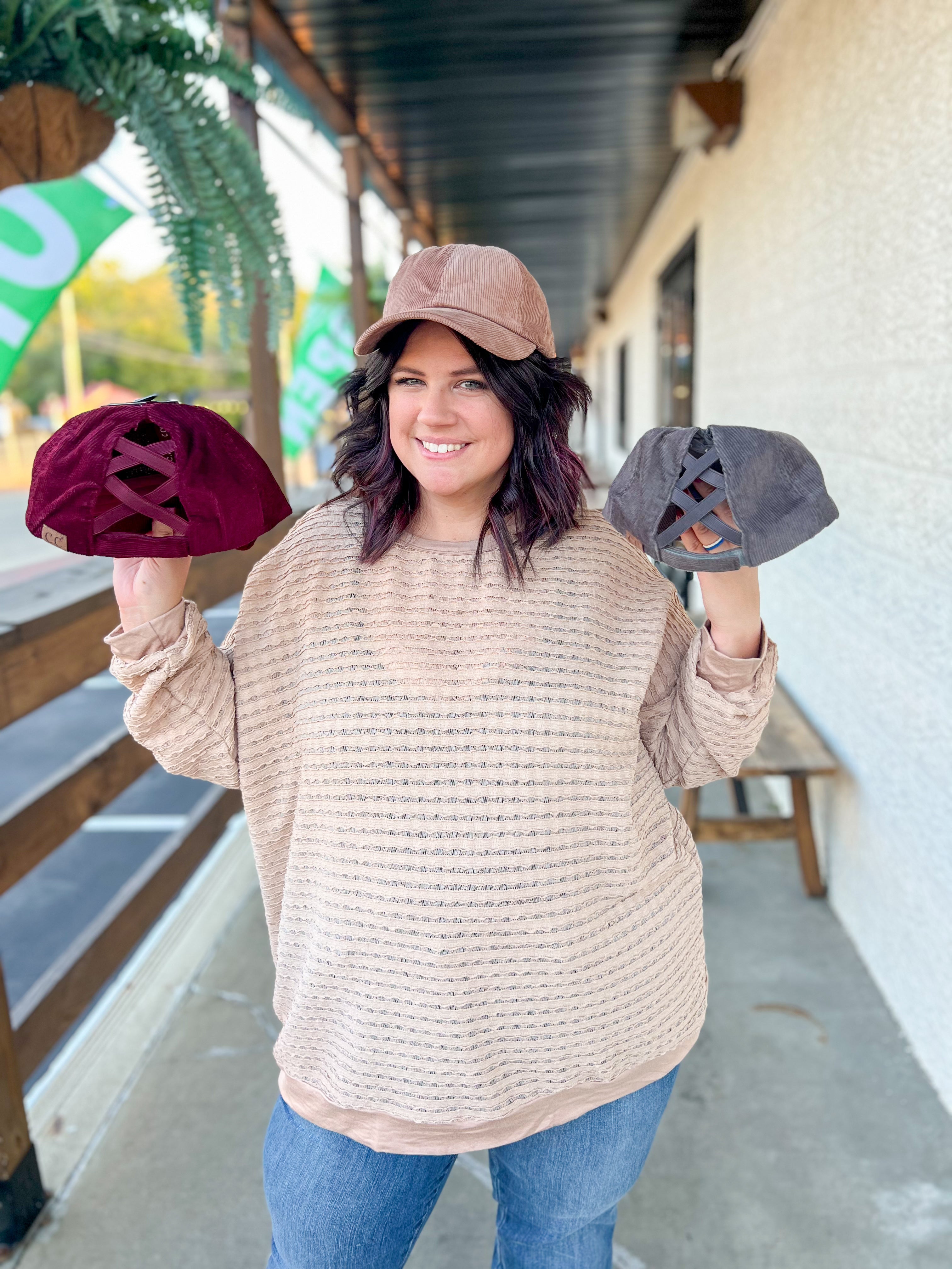 CC Corduroy Pony Tail Hat - 3 Colors