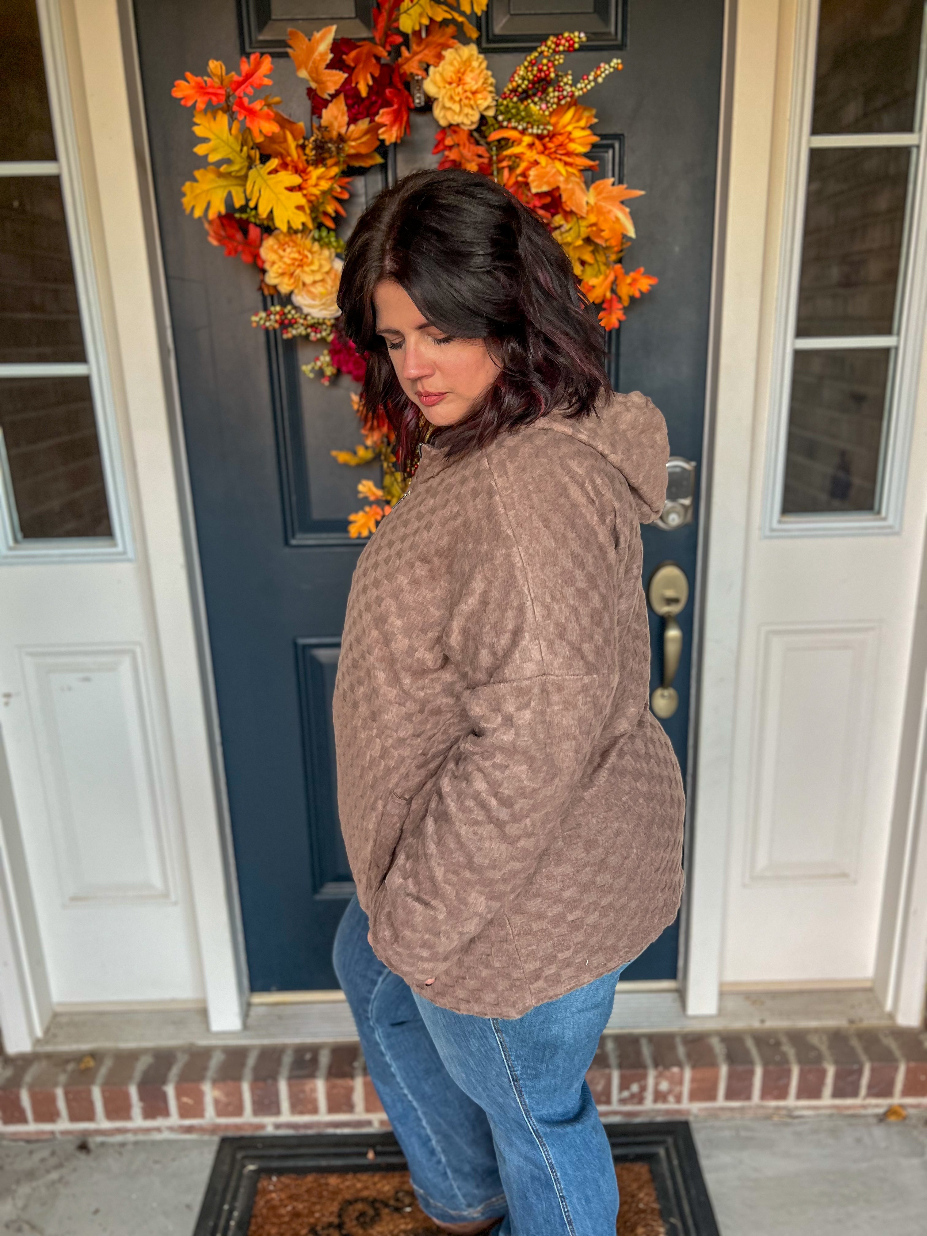 Kelsey Mocha Textured Hoodie