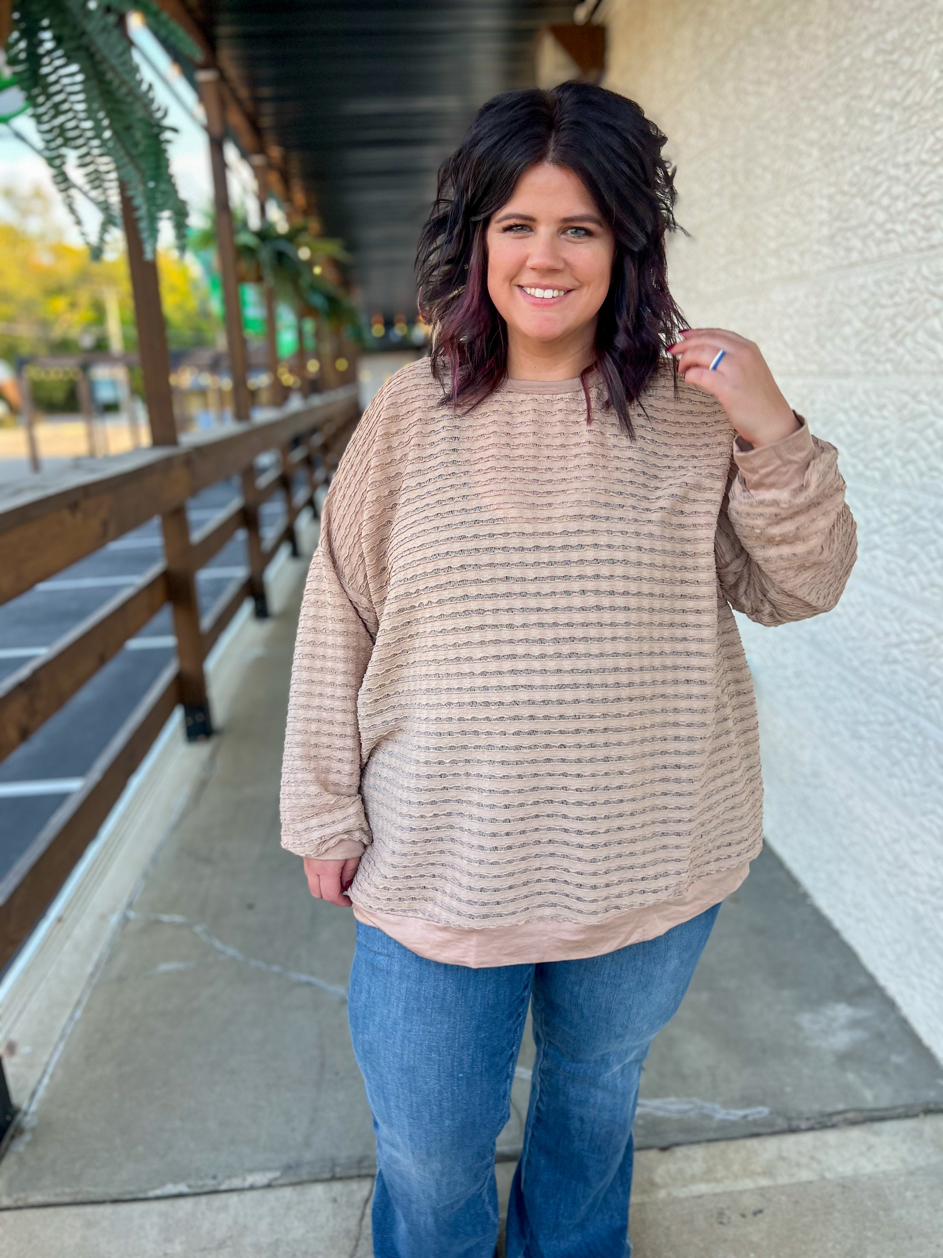 Mira Mocha Textured Long Sleeve Top