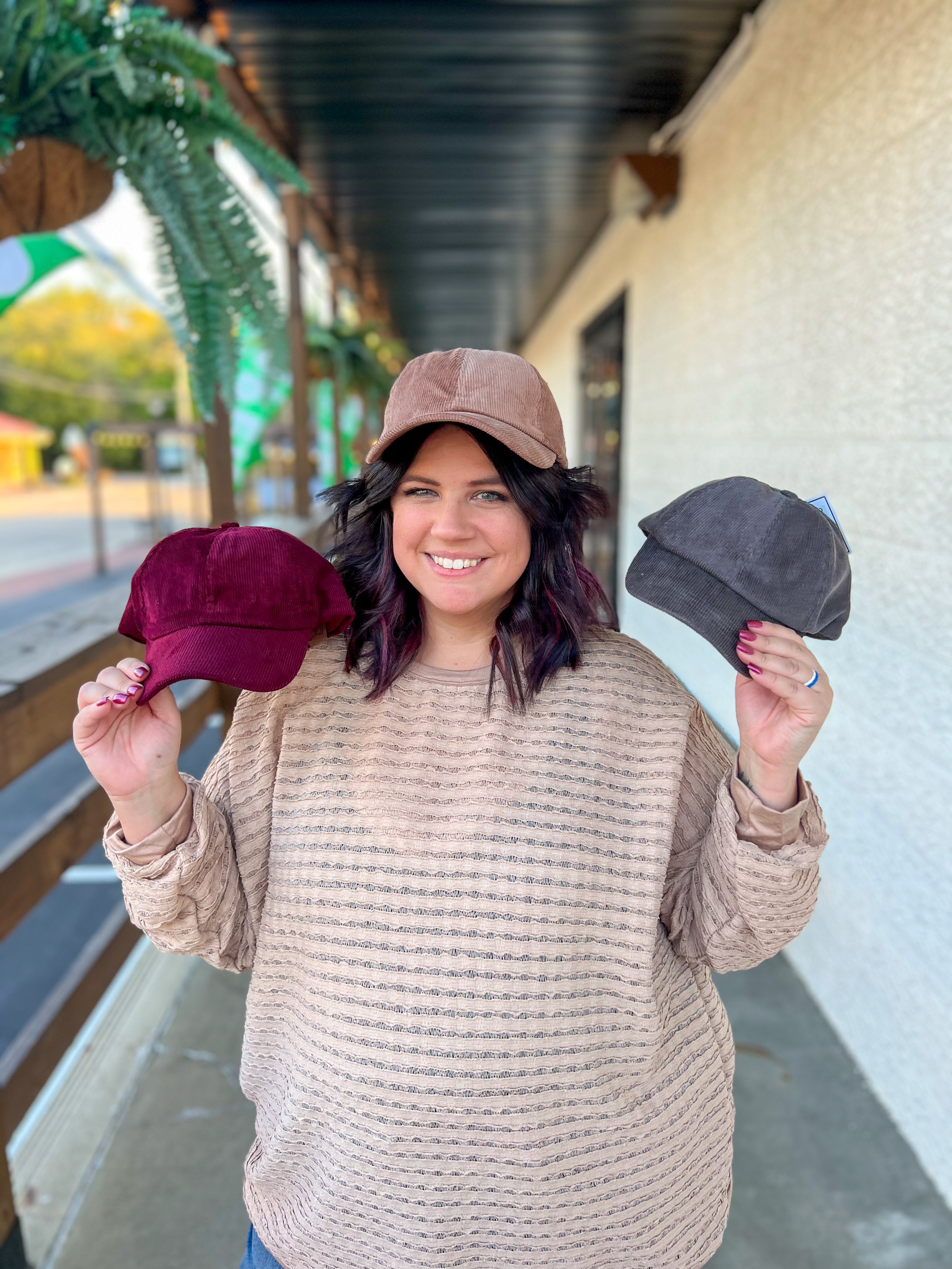 CC Corduroy Pony Tail Hat - 3 Colors