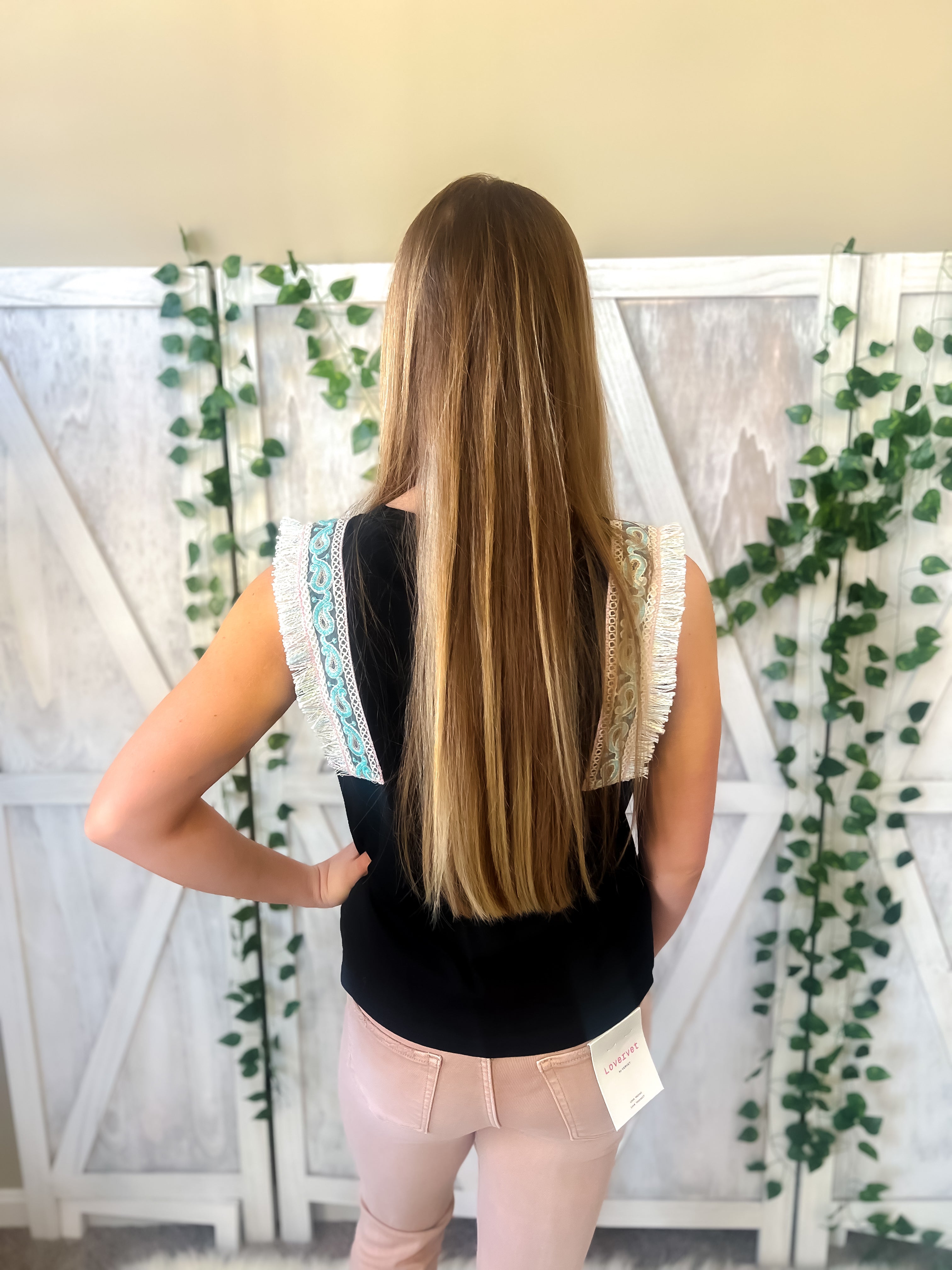 Shay Black Fringed Sleeveless Top