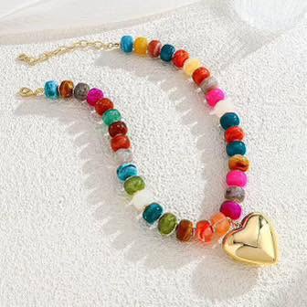 Colorful Heart Charm Necklace
