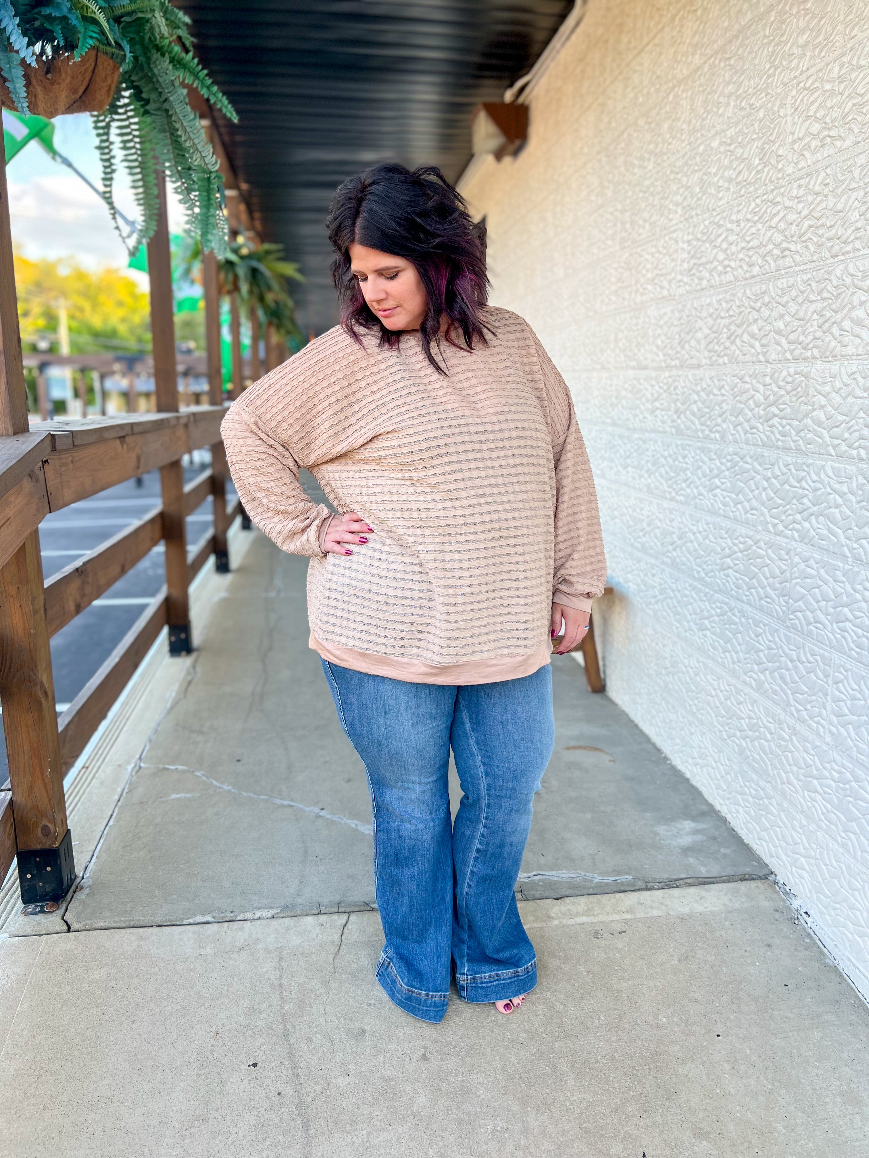 Mira Mocha Textured Long Sleeve Top