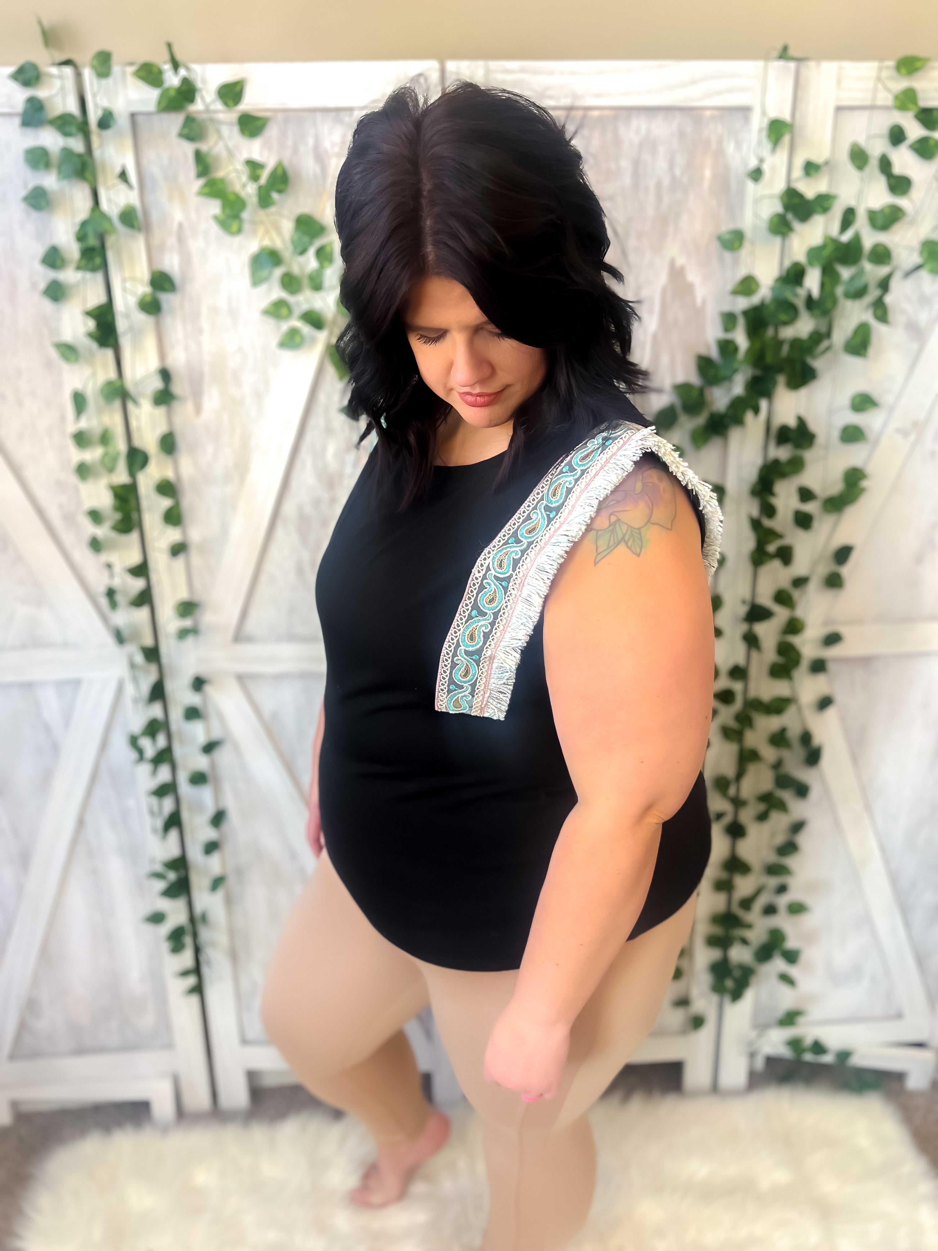 Shay Black Fringed Sleeveless Top