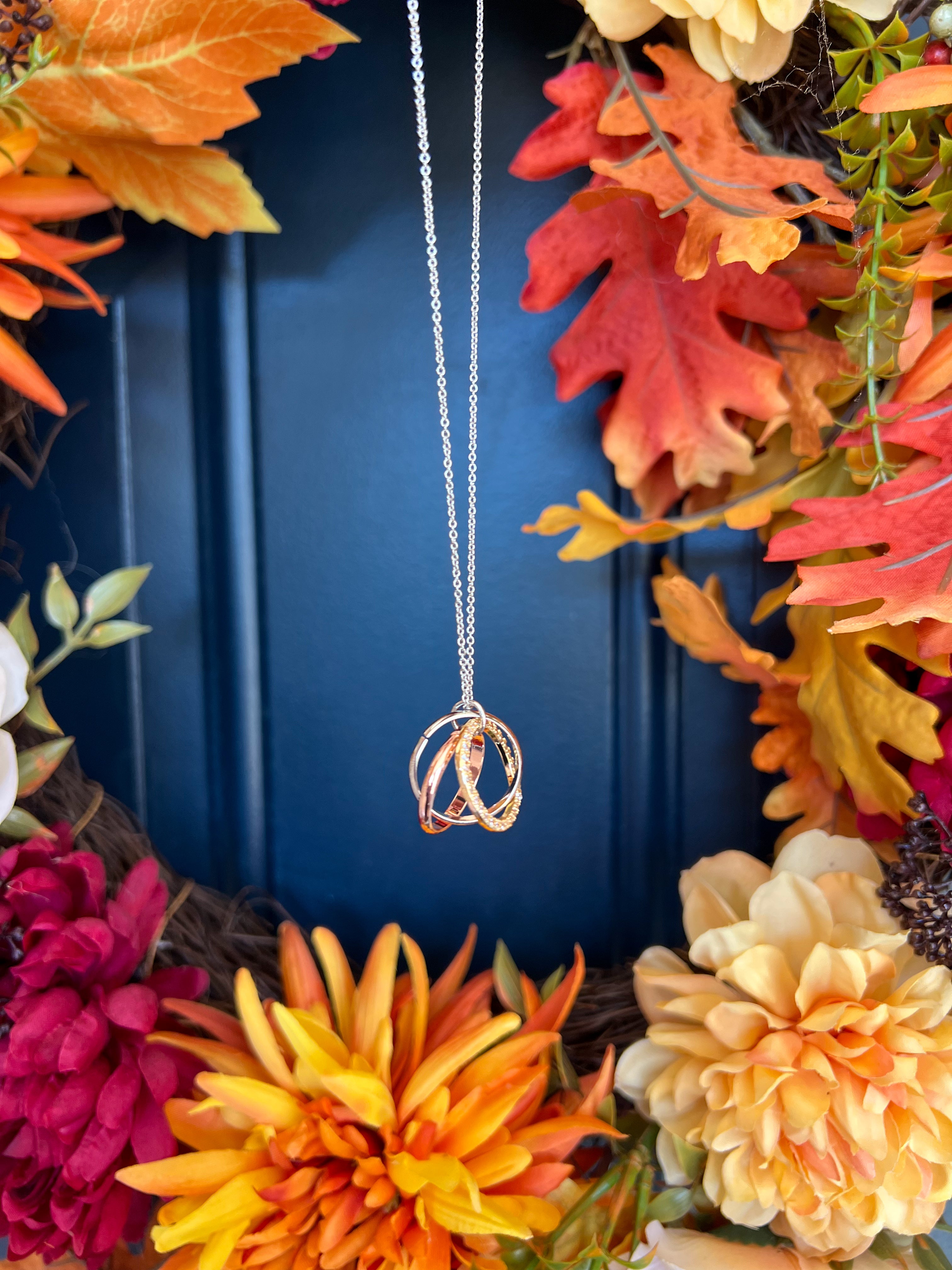 Crystal Pave 3 Circle Necklace