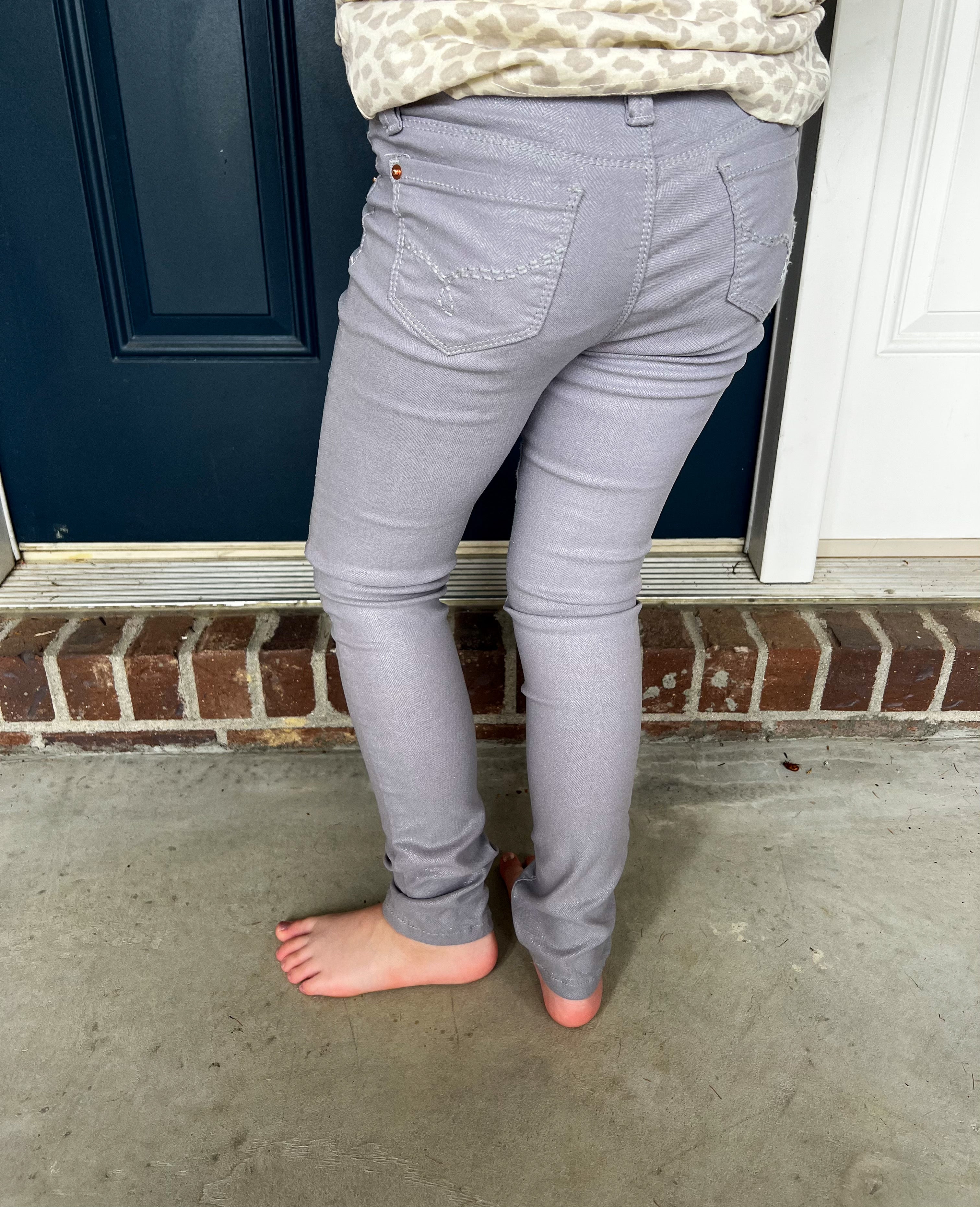 Youth Hyperstretch Skinny Jeans - Silver Glitter