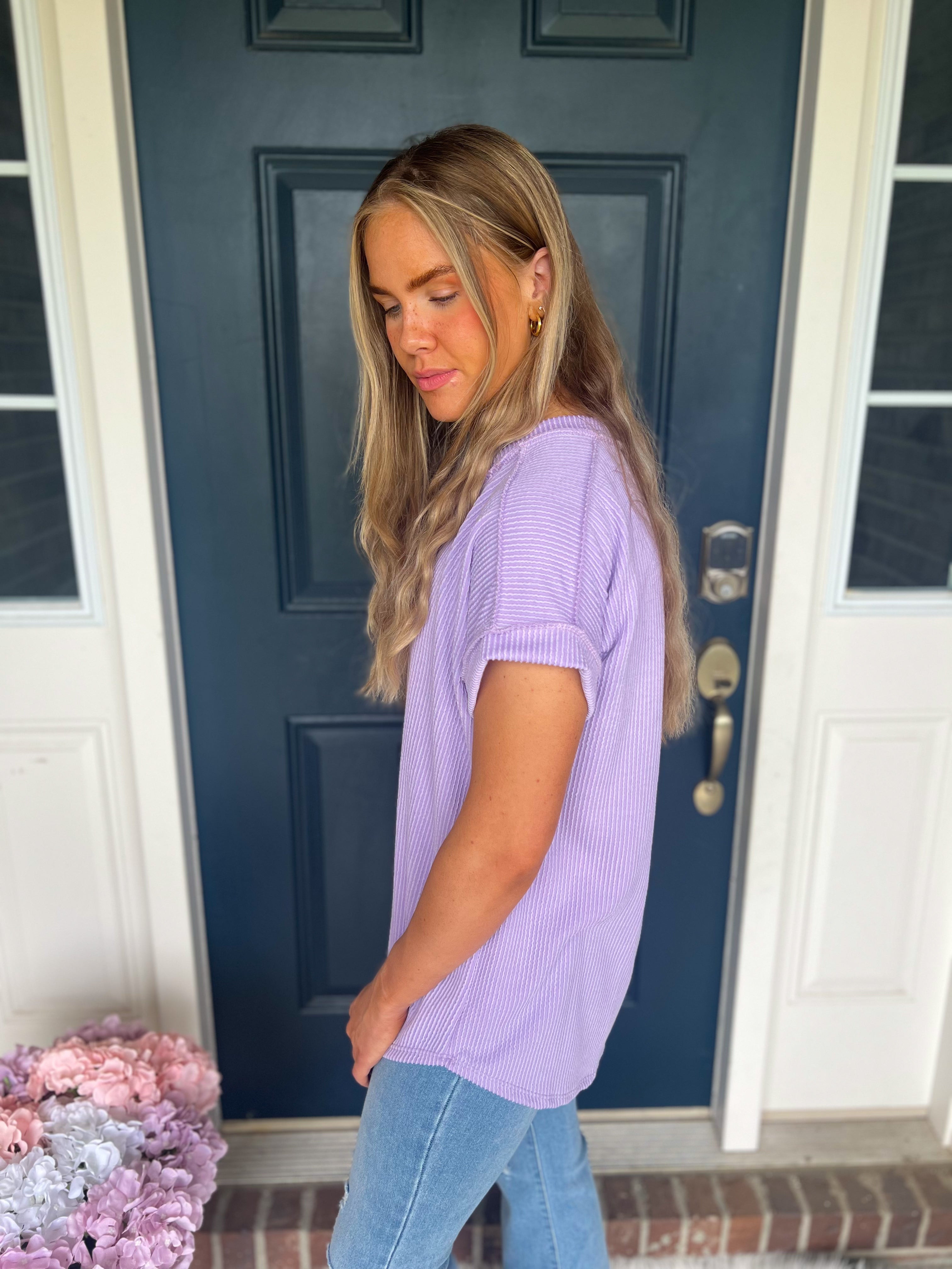 Lavender V-Neck Top