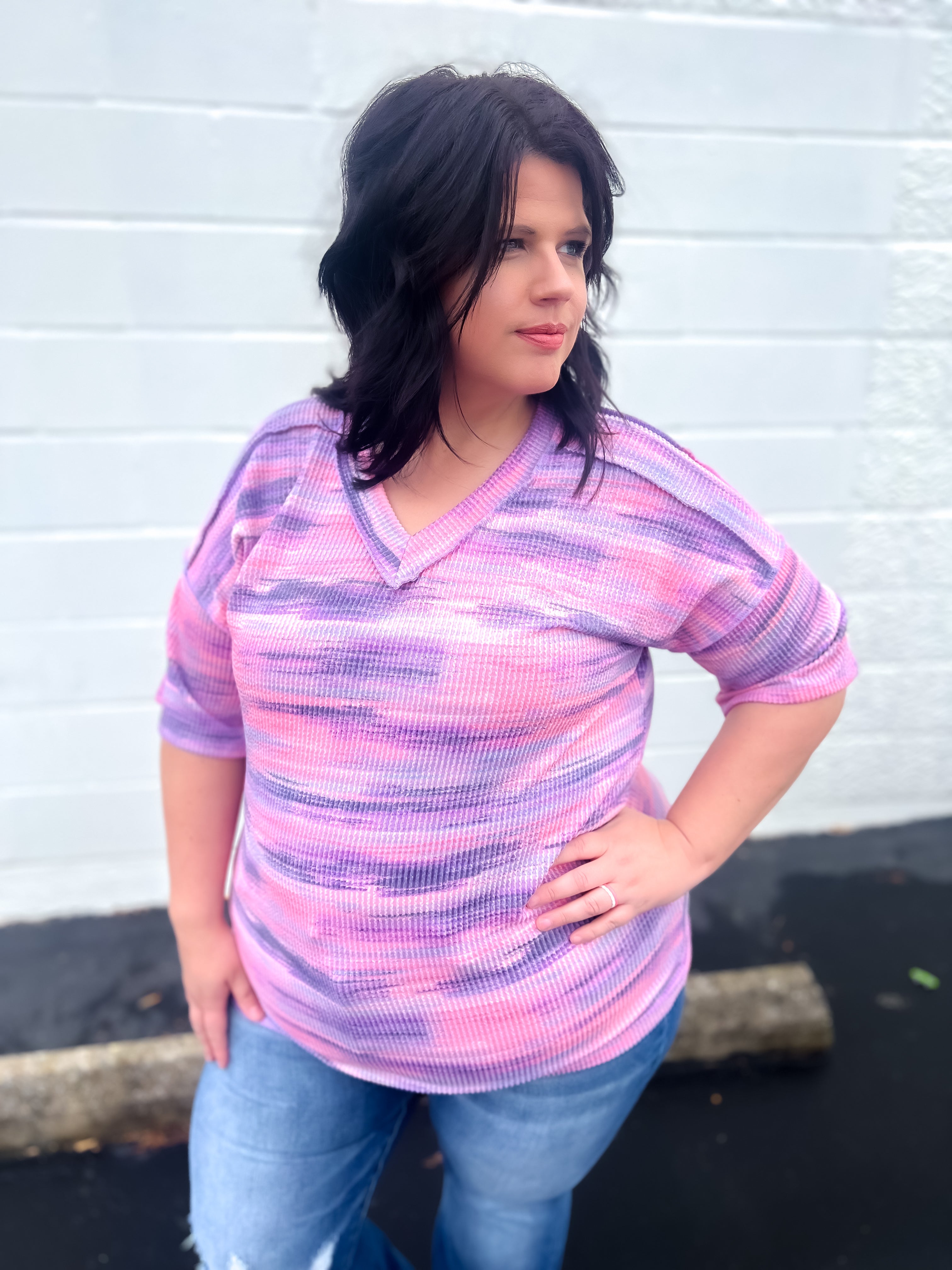 Kelly Ribbed Top - Shades of Pink