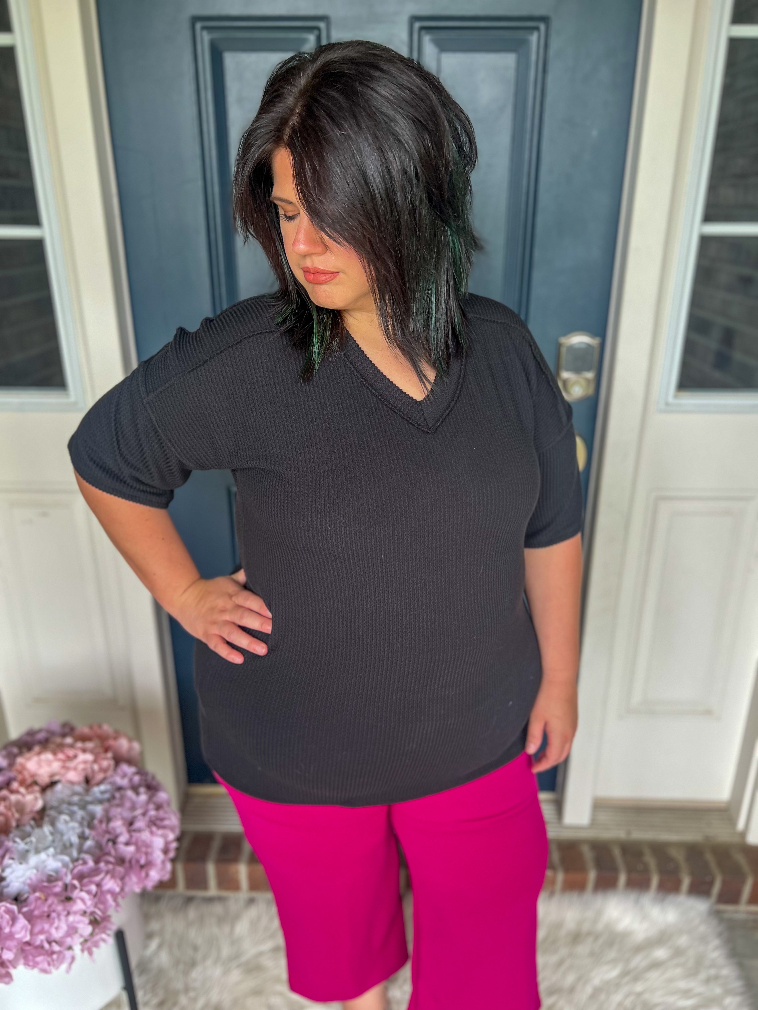 Kelly Ribbed Top - Black