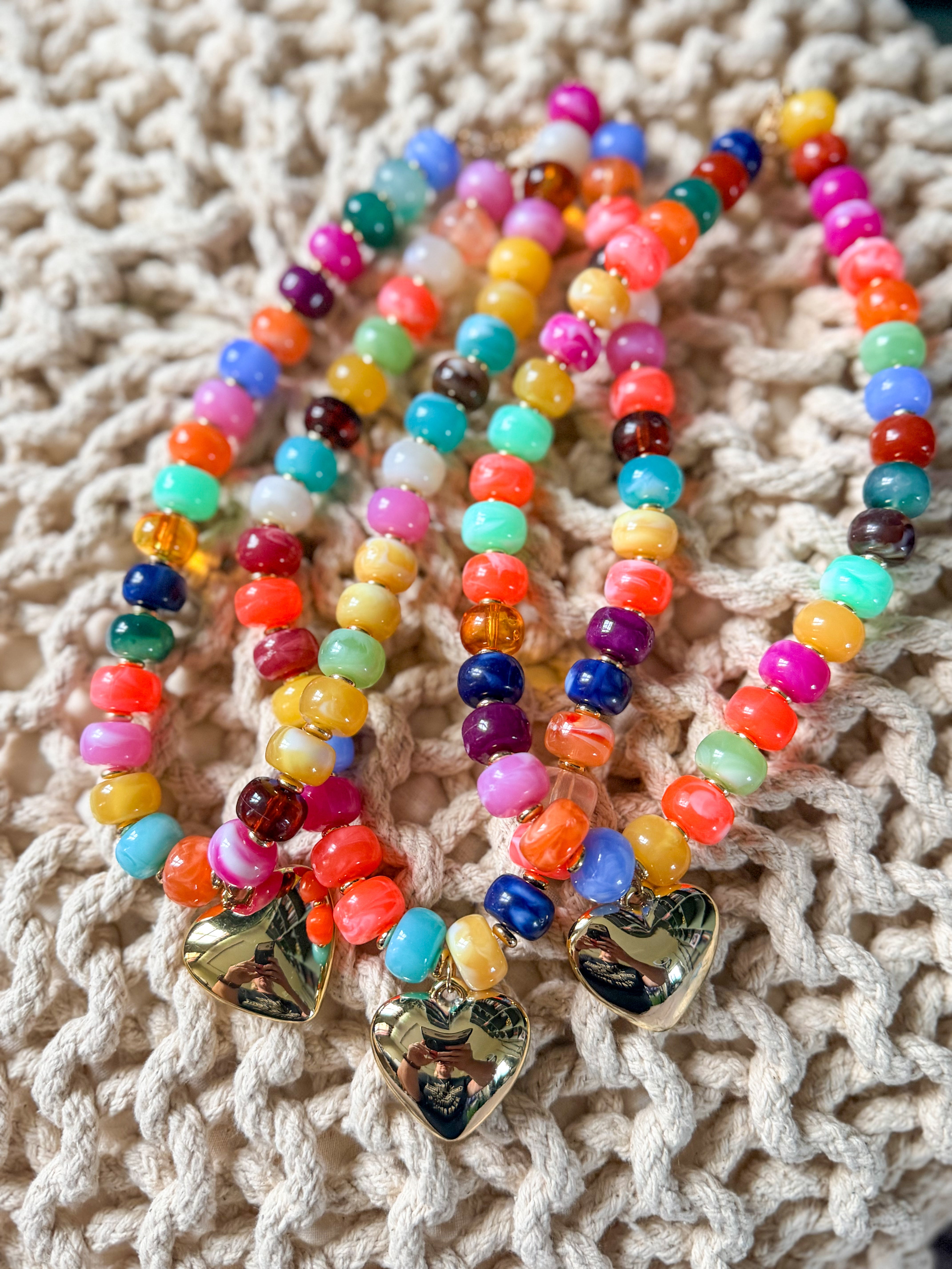Colorful Heart Charm Necklace