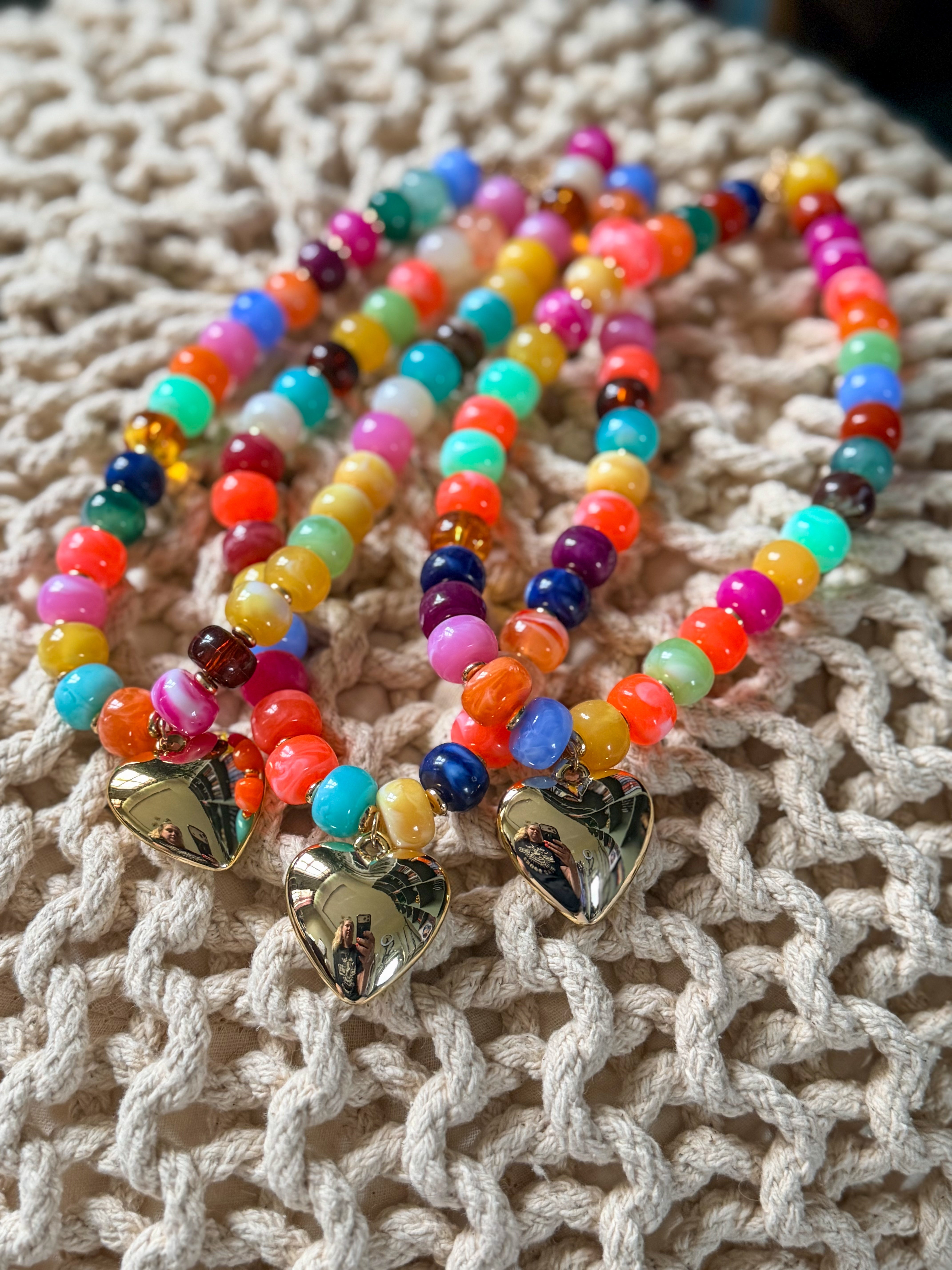 Colorful Heart Charm Necklace