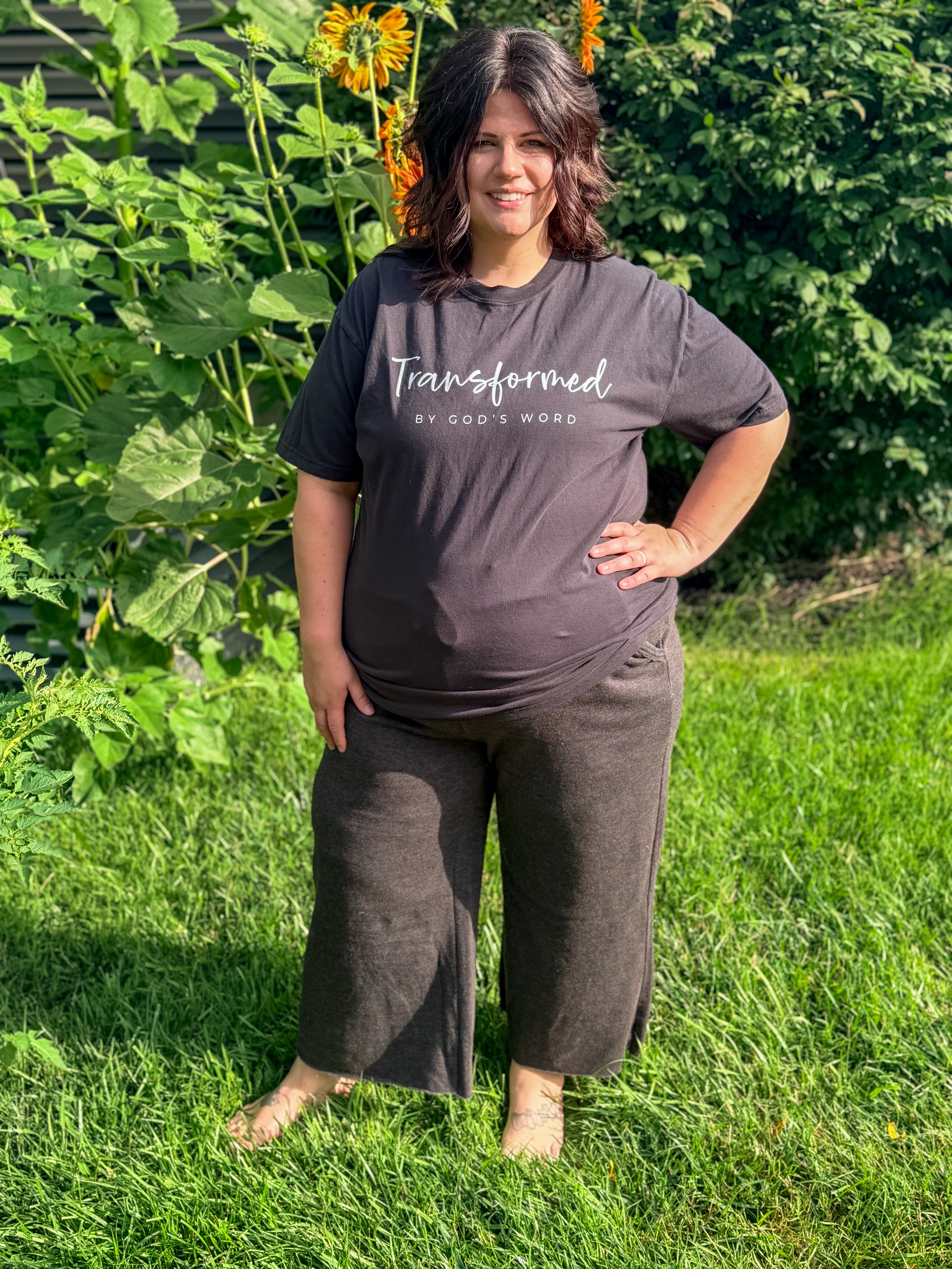 Cropped Wide Leg Comfy Pants in Black