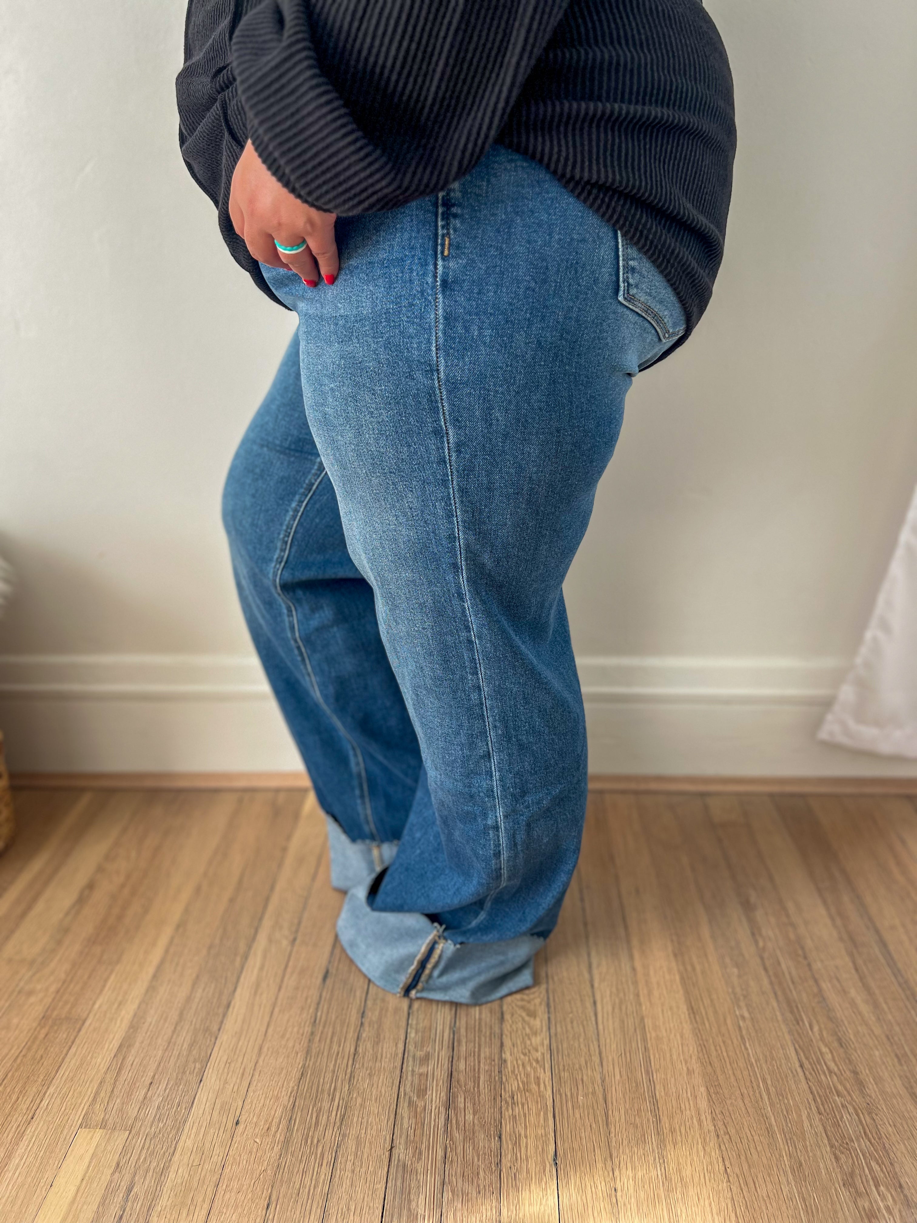 Lovervet Kendall Cuffed Wide Leg Jeans