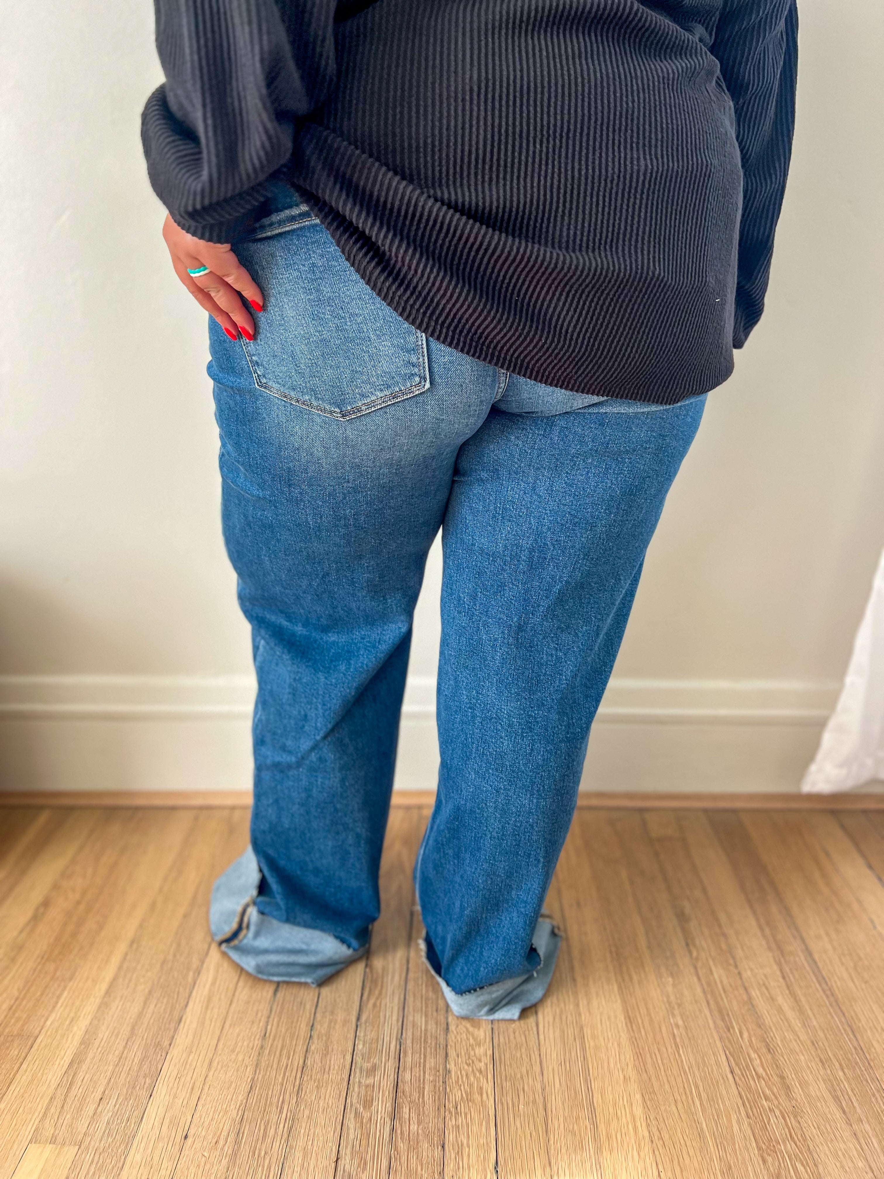 Lovervet Kendall Cuffed Wide Leg Jeans