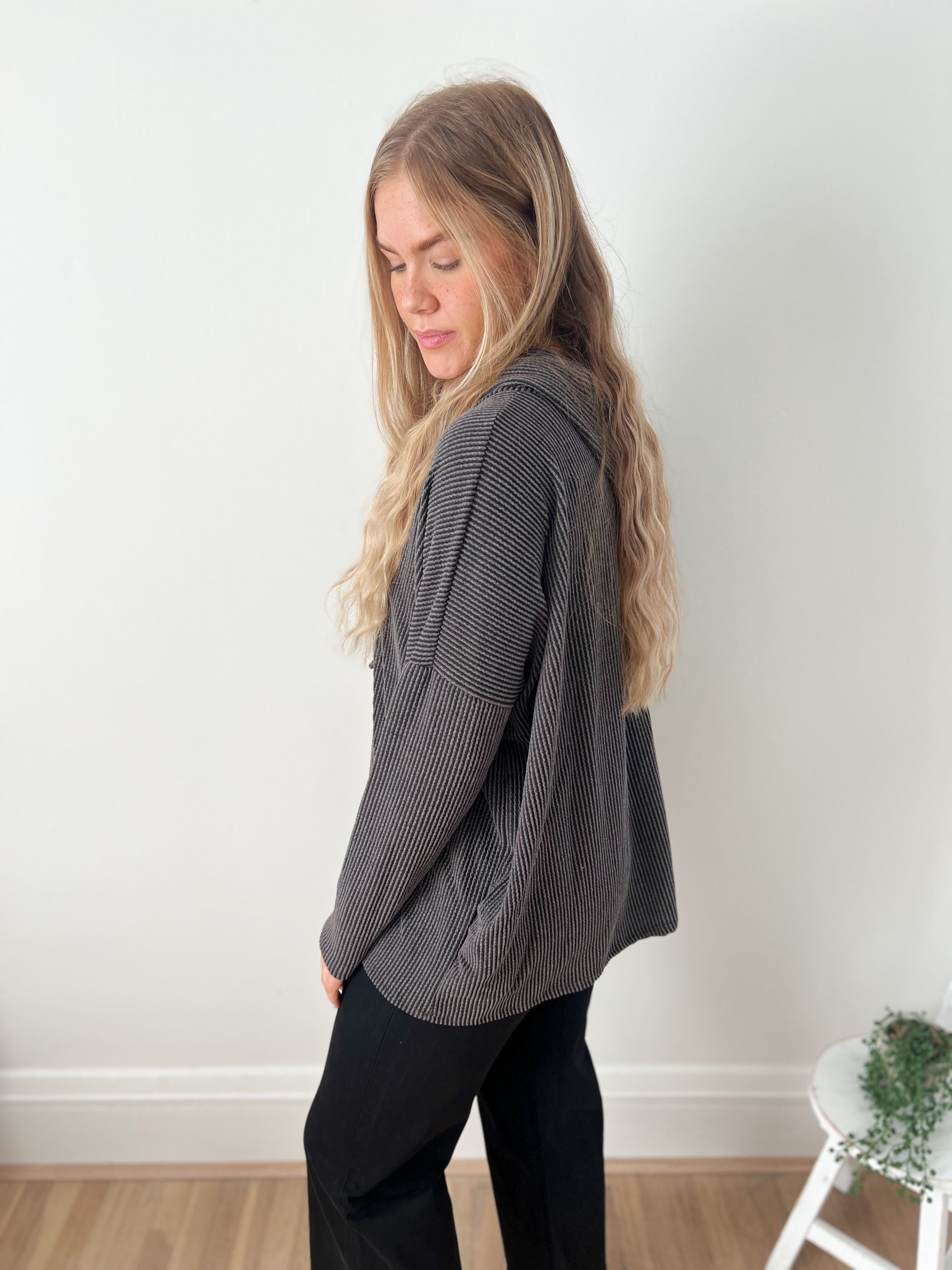 DOORBUSTER Charcoal Hooded Top