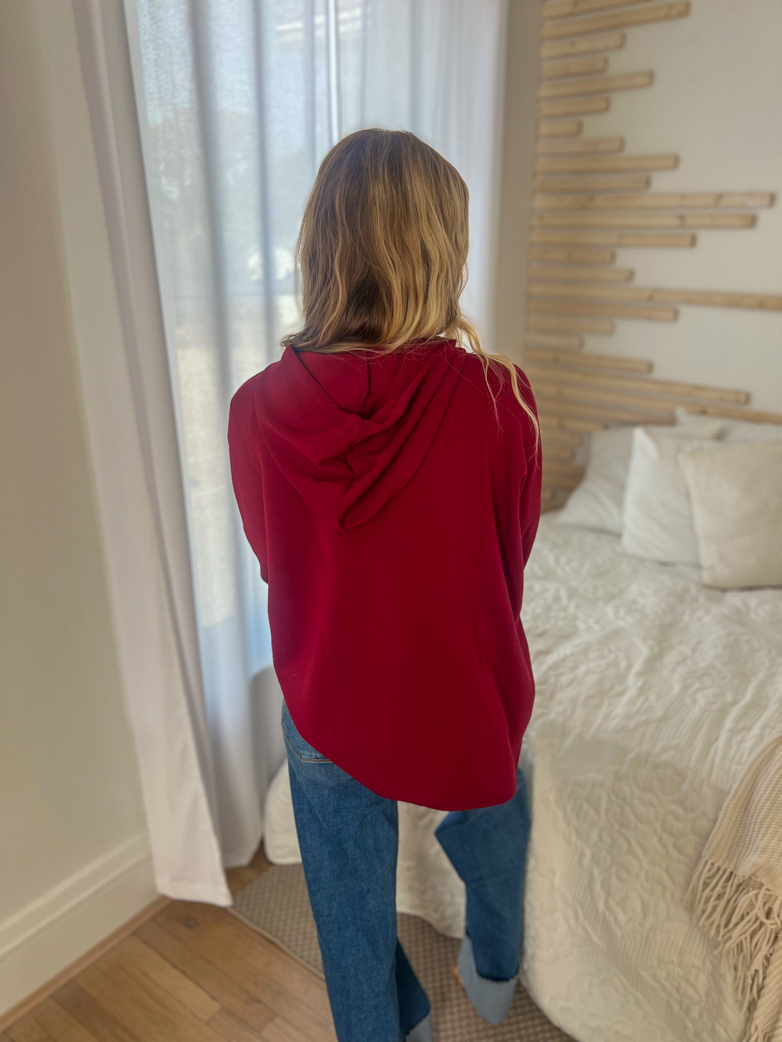 DOORBUSTER Aria Scuba Hoodie - Burgundy