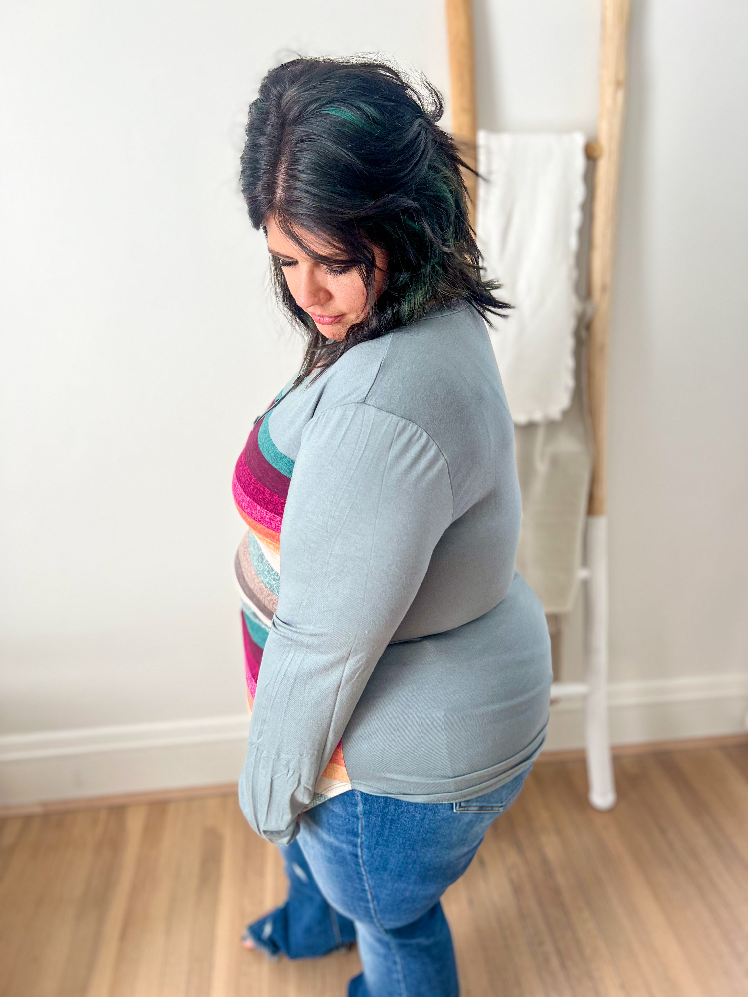 Colorful Stripe Long Sleeve Top