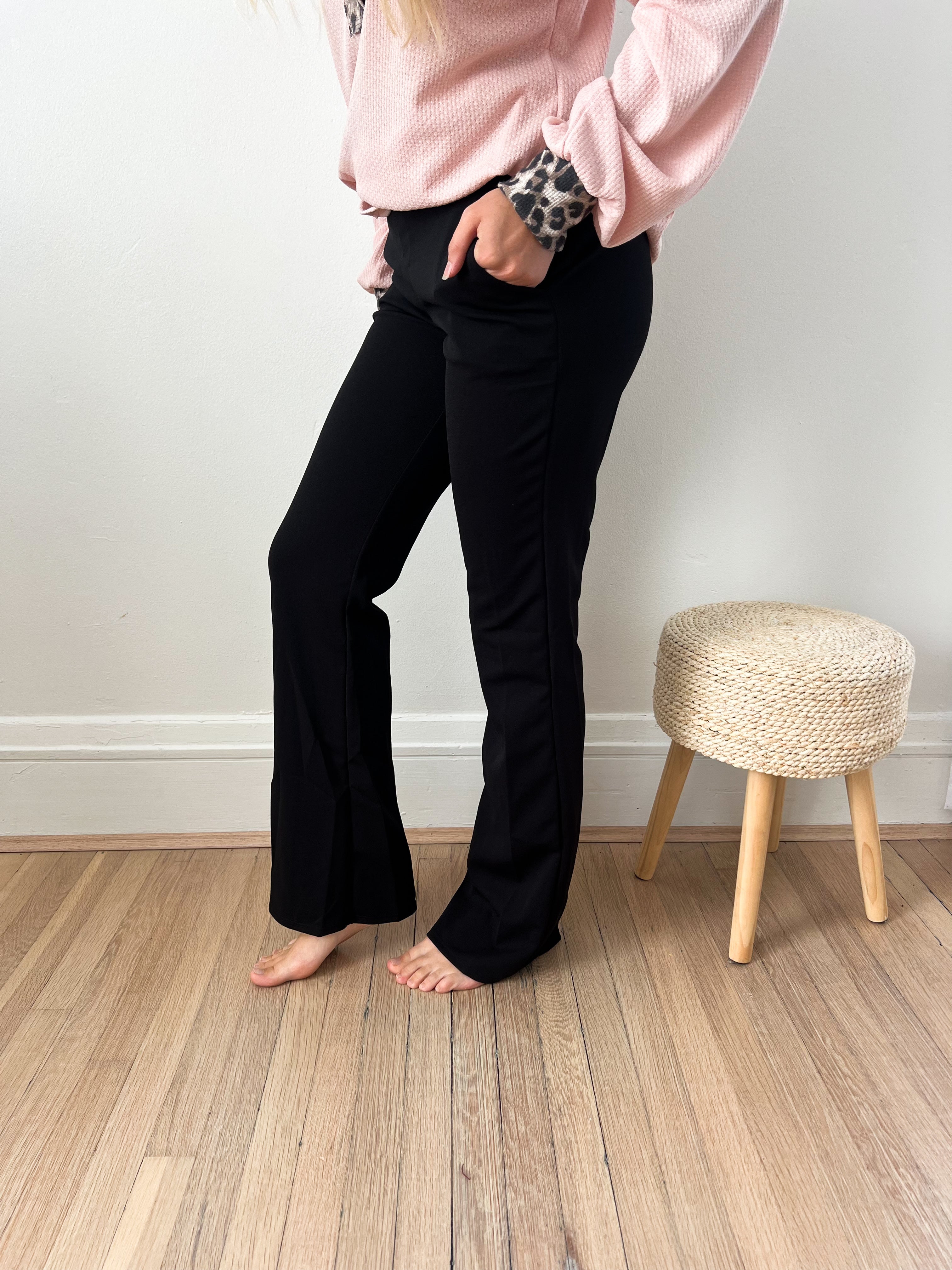 Logan Stretchy Flare Pants - Black