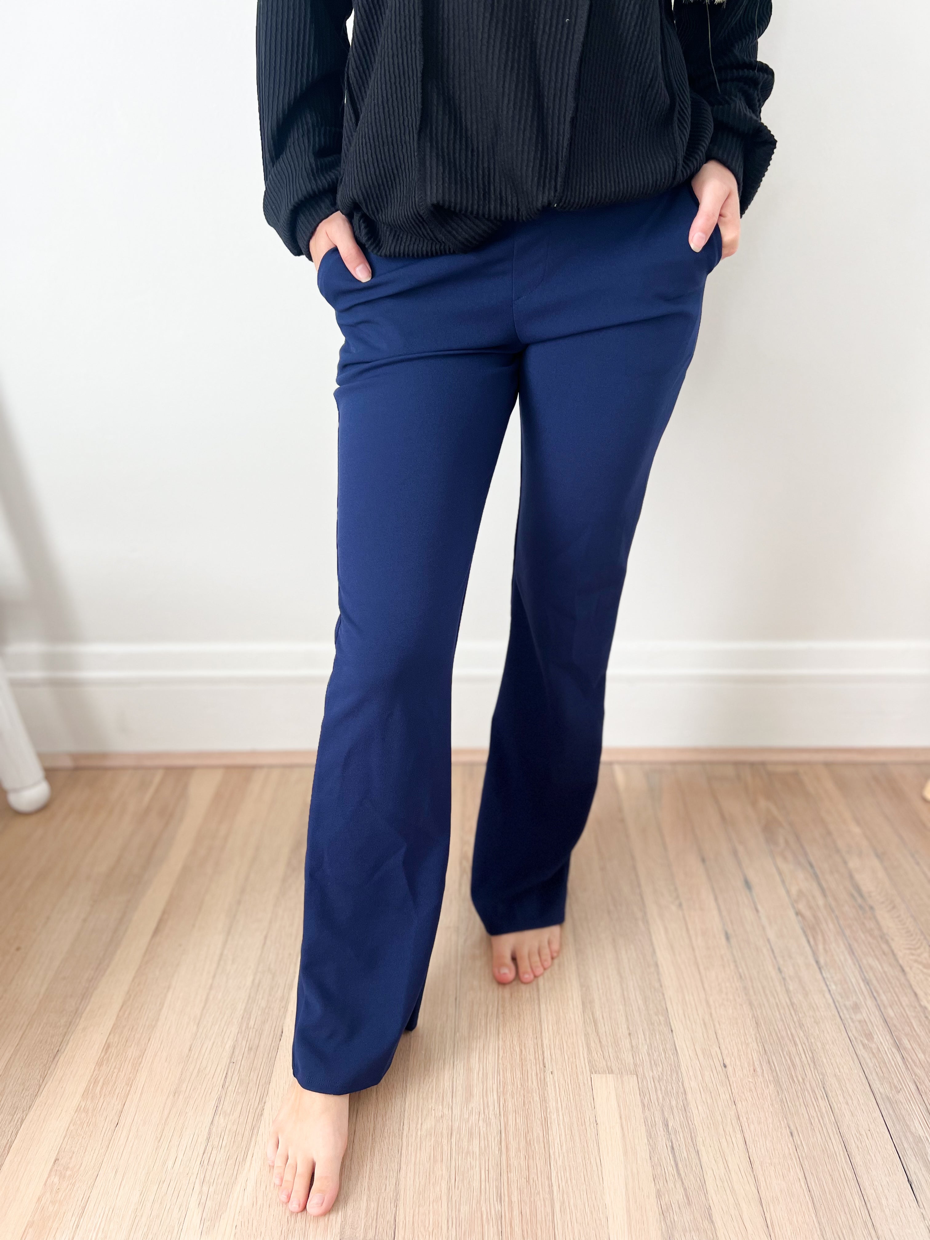 Logan Stretchy Flare Pants - Navy