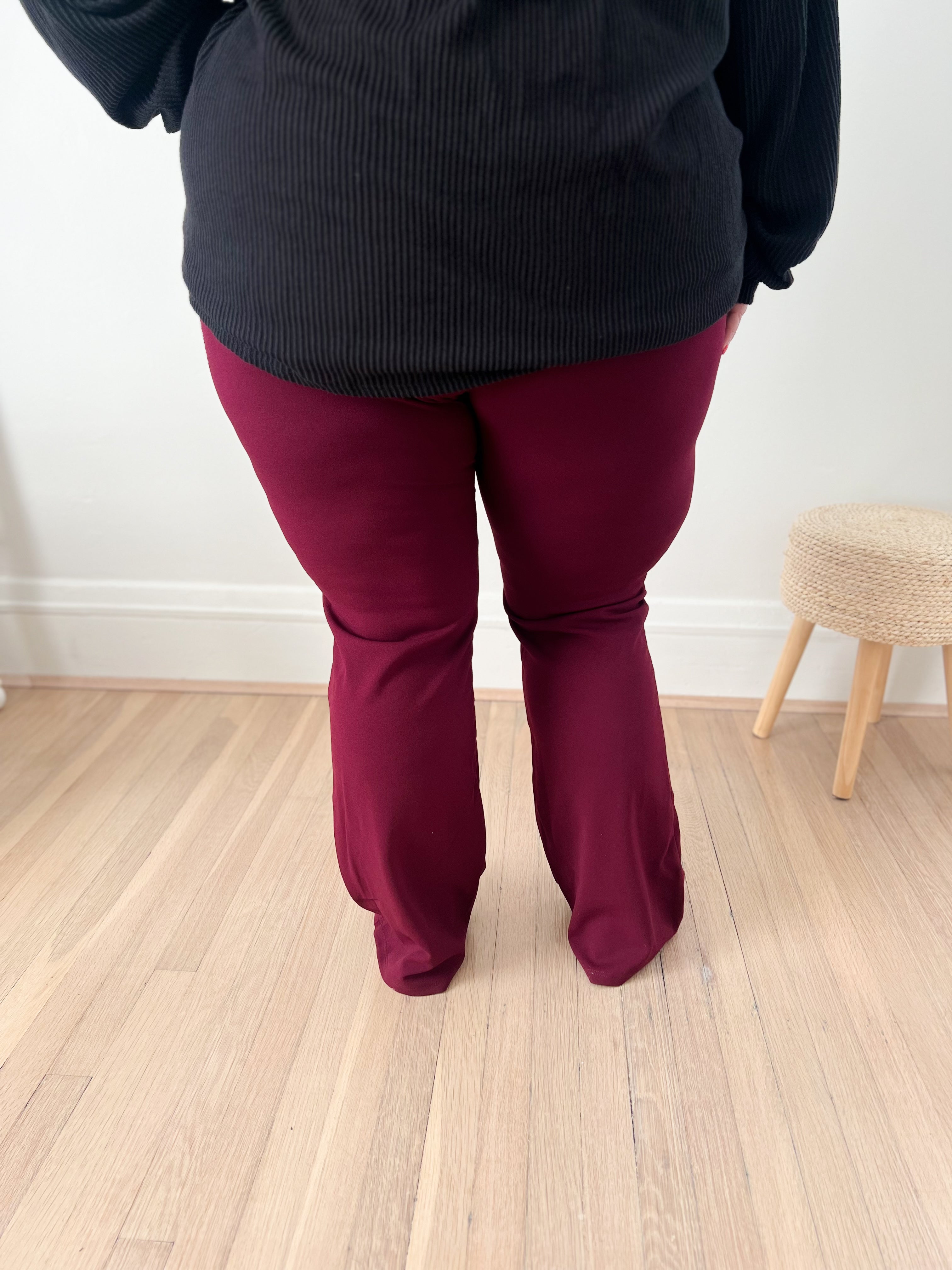 Logan Stretchy Flare Pants - Wine