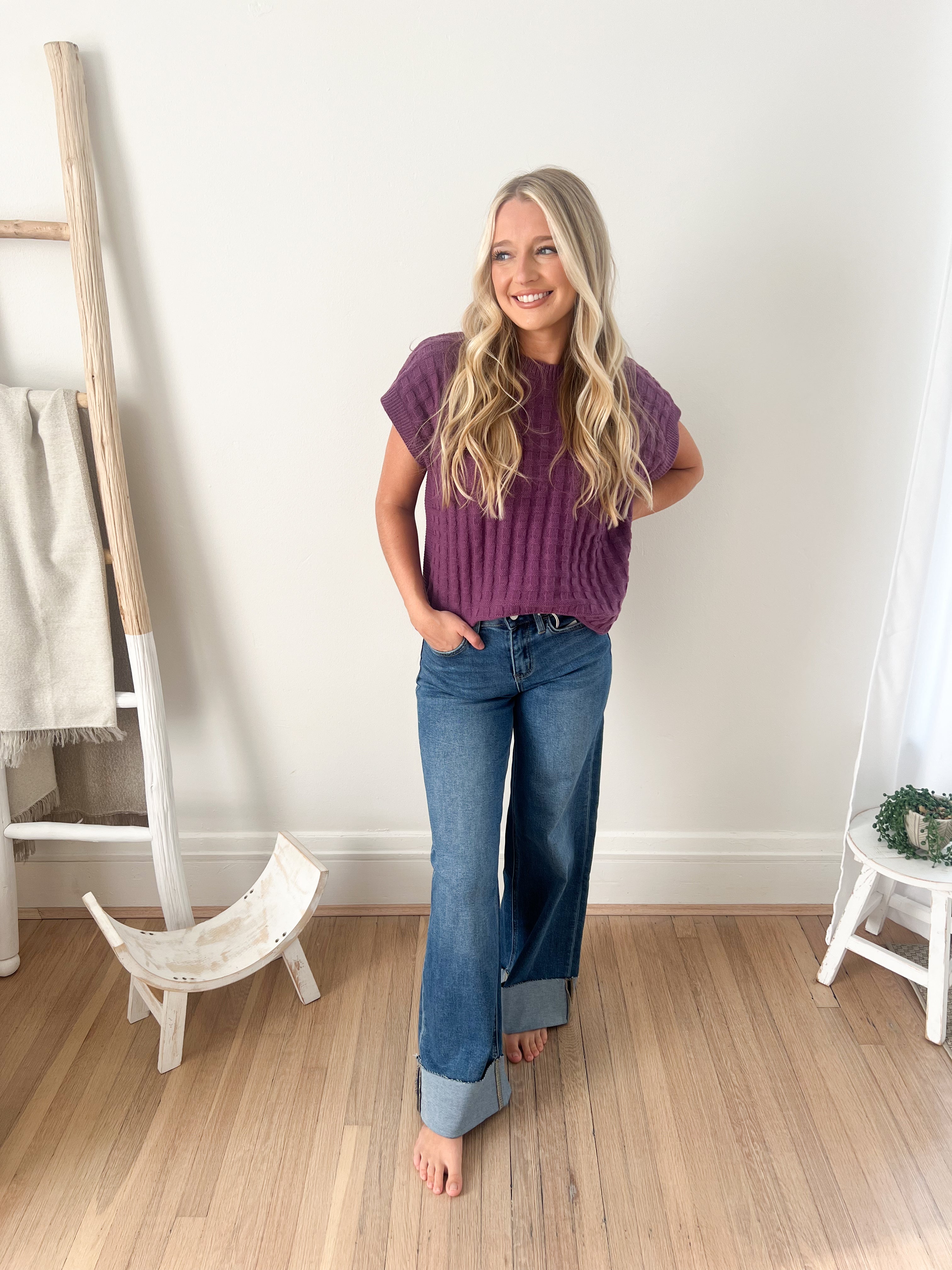 Kelly Knitted Top - Plum