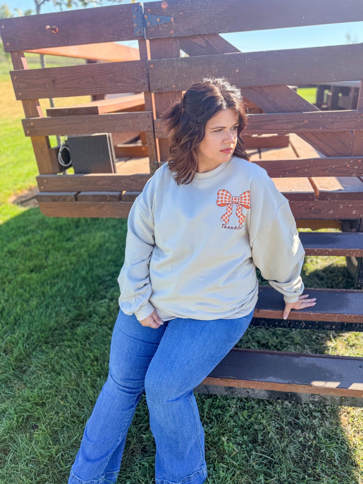 Featured Deal | Thankful Gingham Bow Sweatshirt