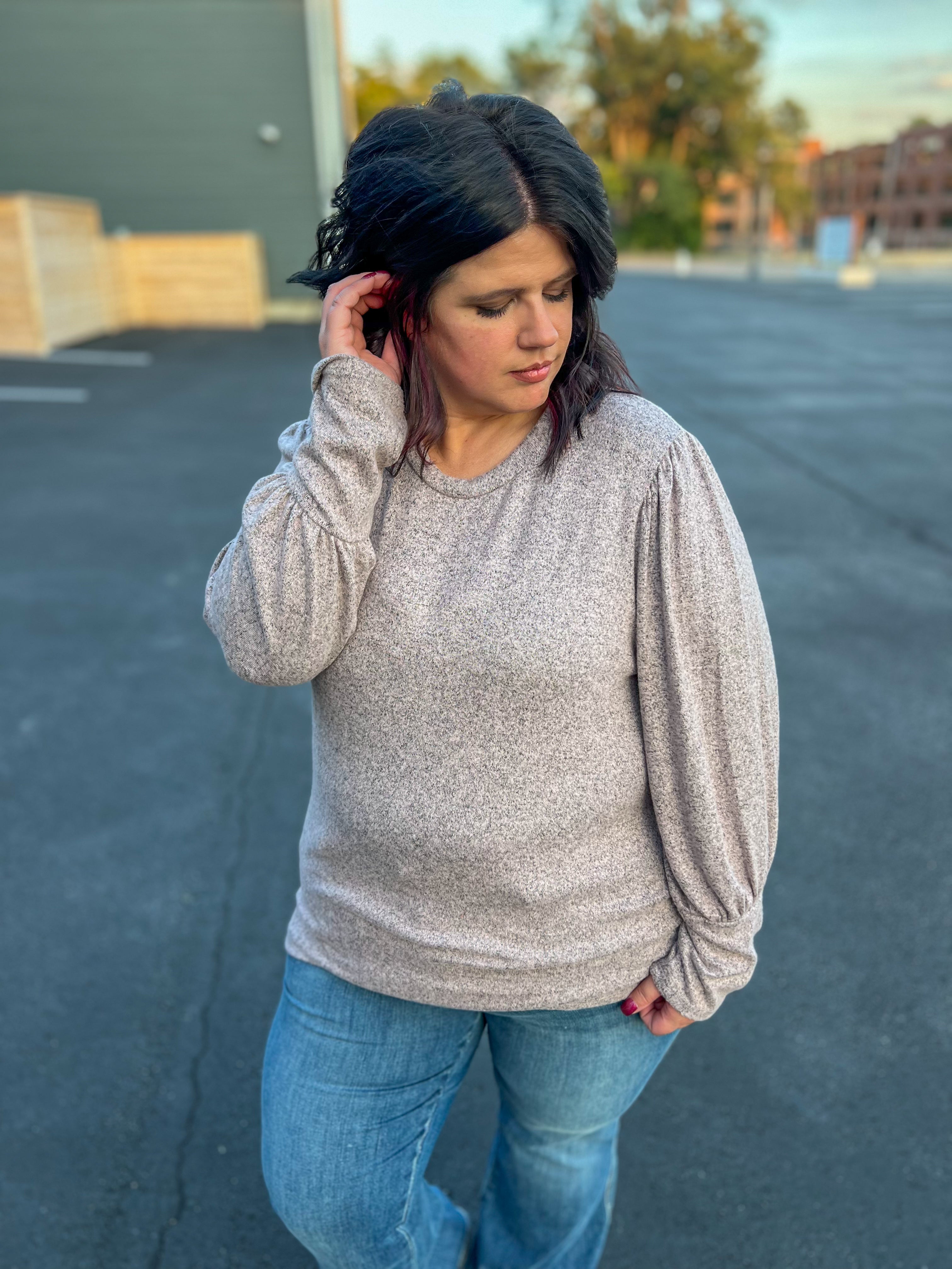 Samantha Bubble Sleeve Top - Mauve