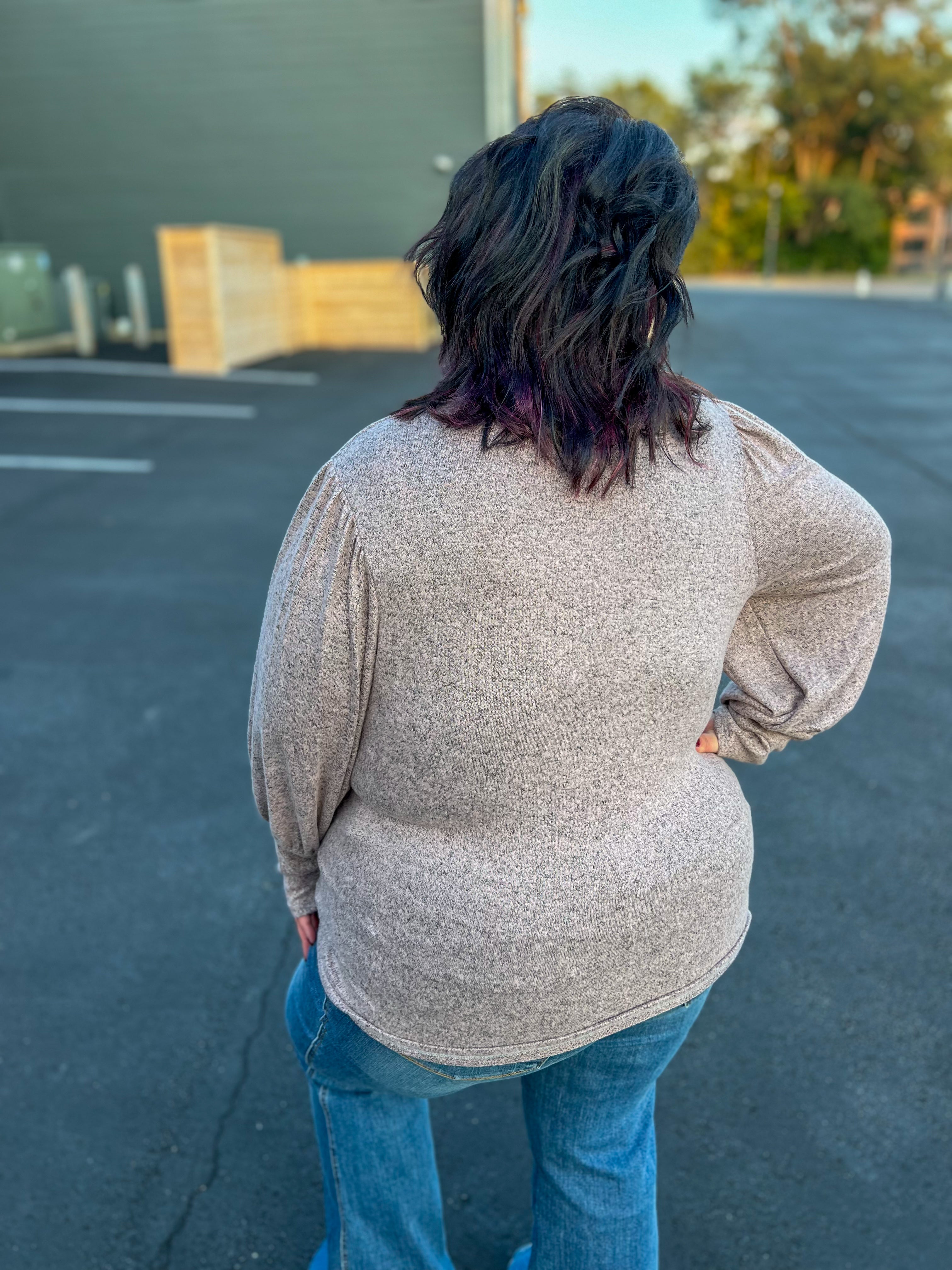 Samantha Bubble Sleeve Top - Mauve