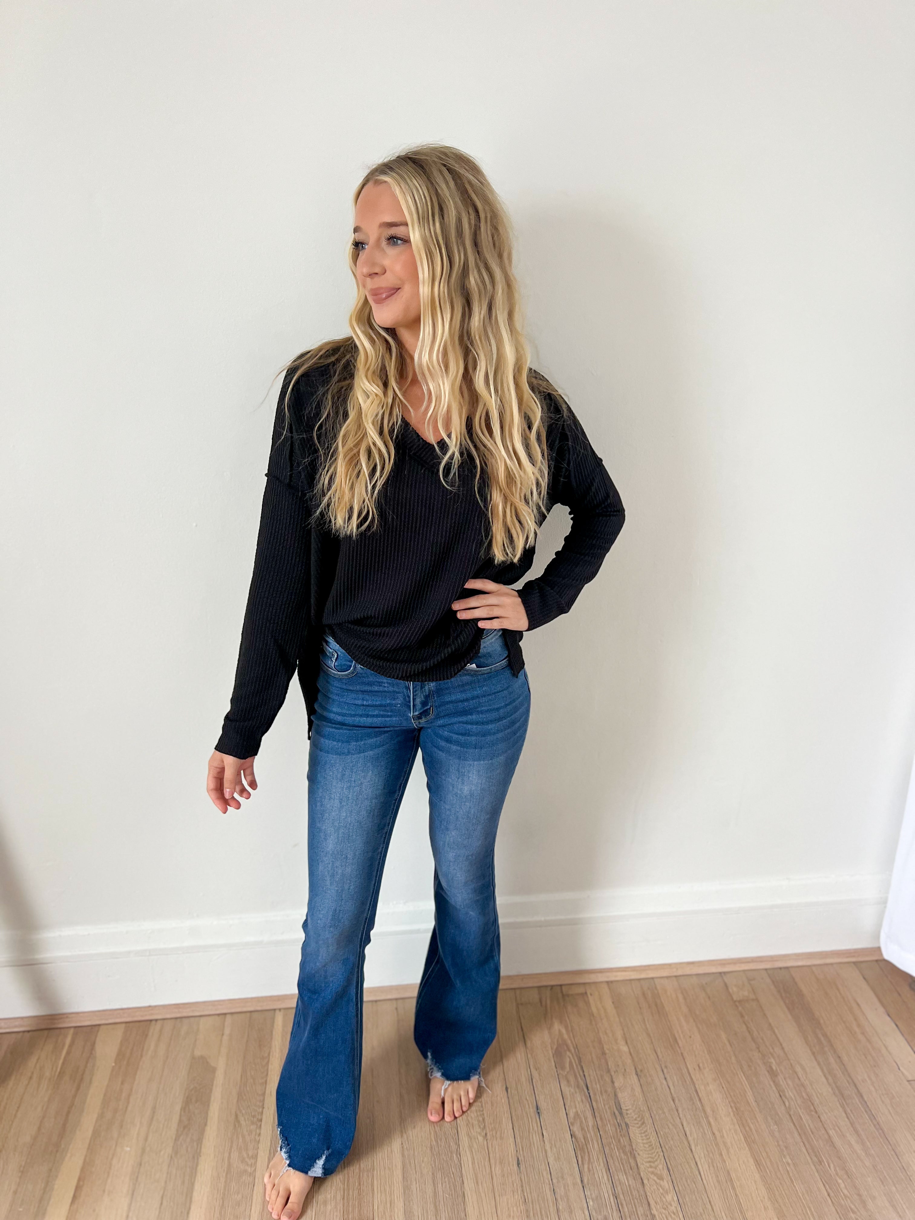 Khloe V-neck Top - Black