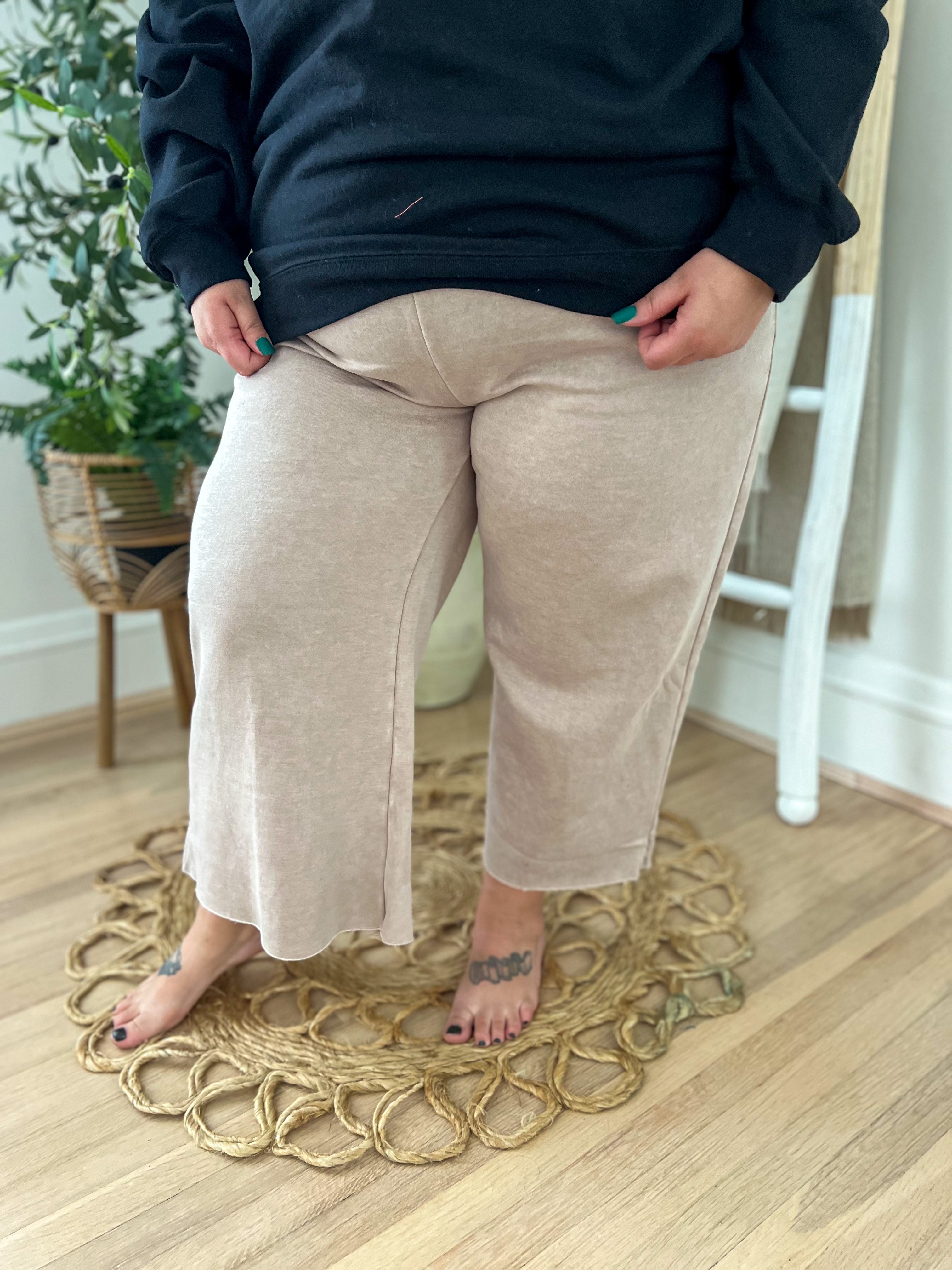 Cropped Wide Leg Comfy Pants - Ash Mocha