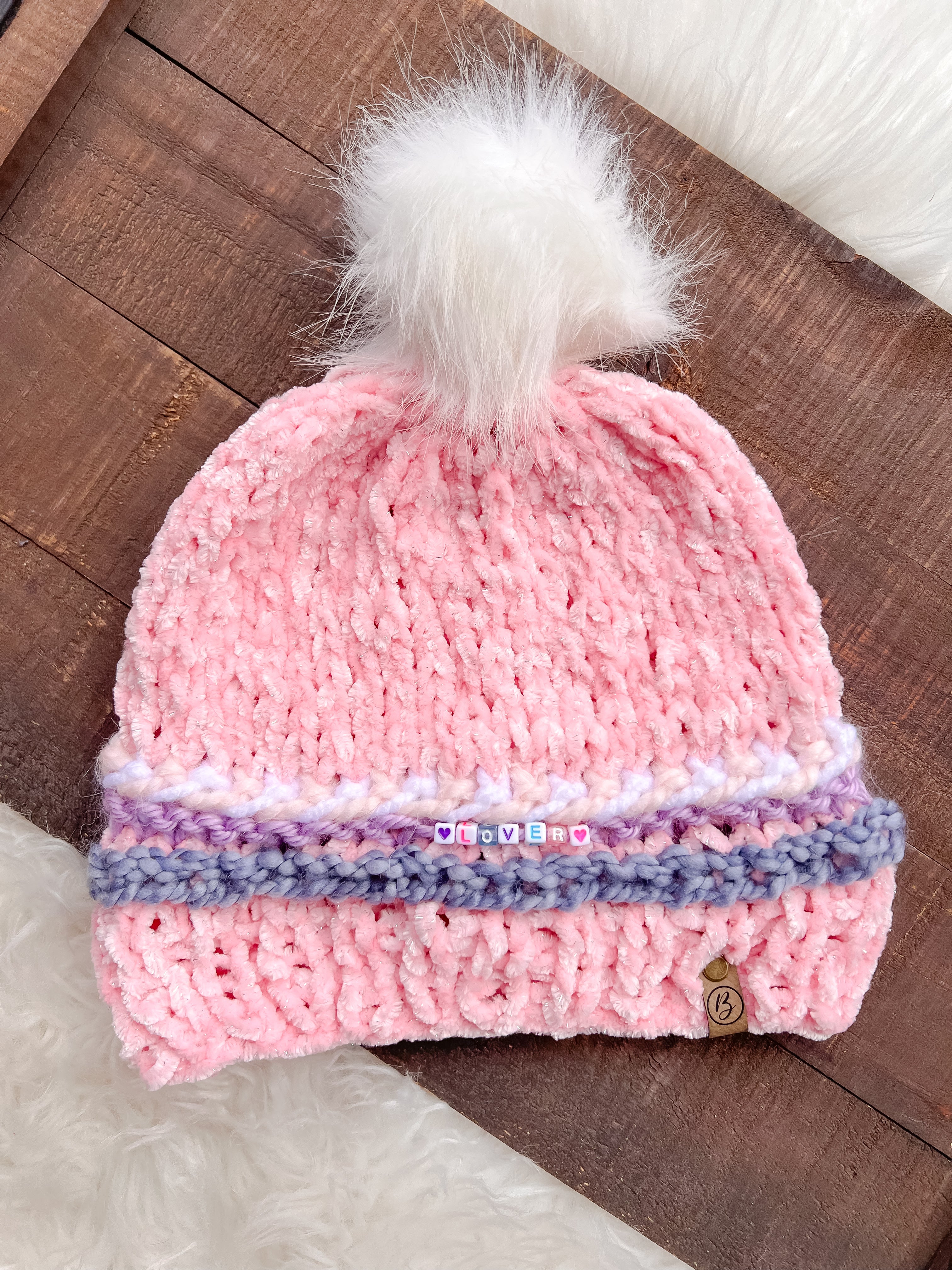 Friendship Bracelet Knitted Beanie - Lover