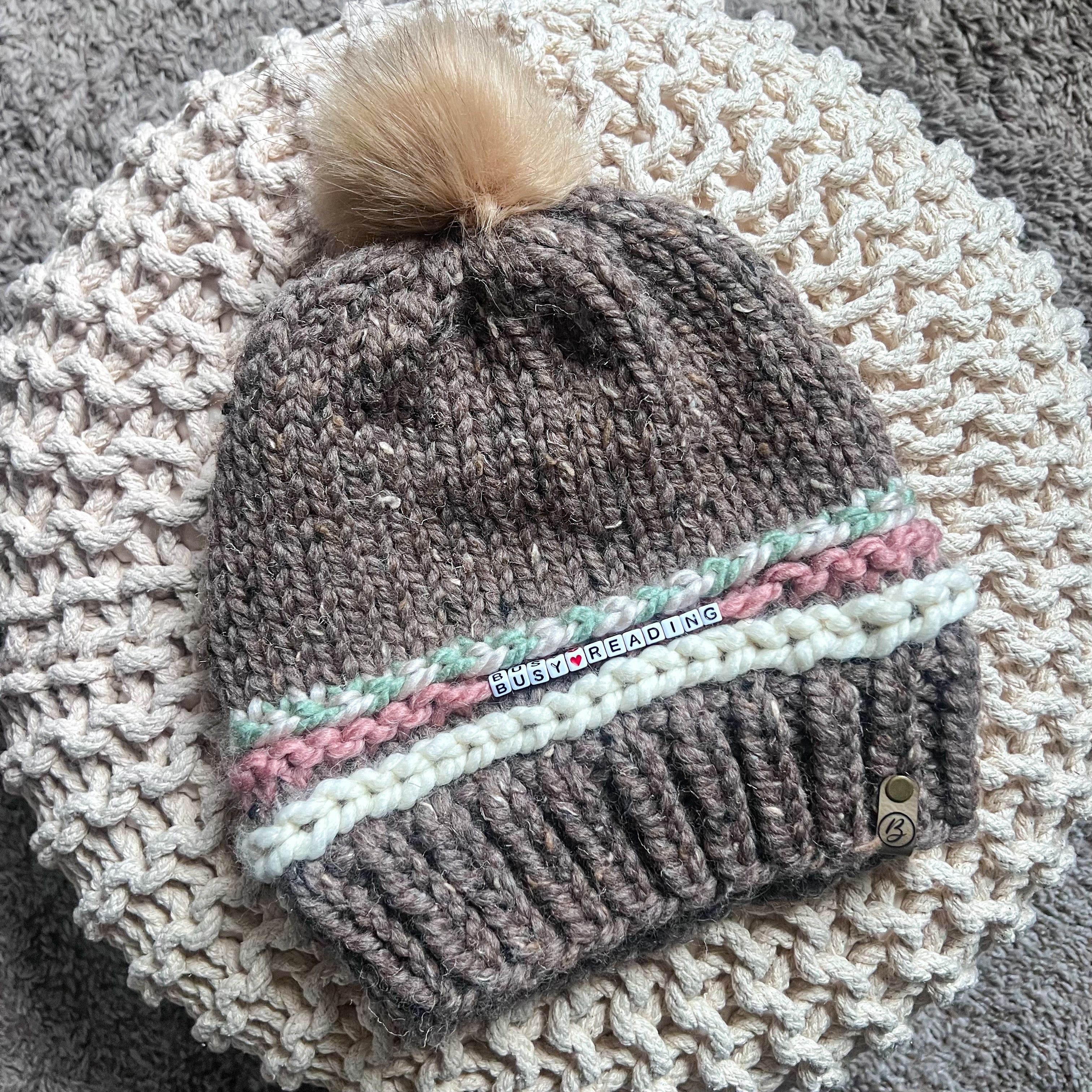 Friendship Bracelet Knitted Beanie - Busy Reading