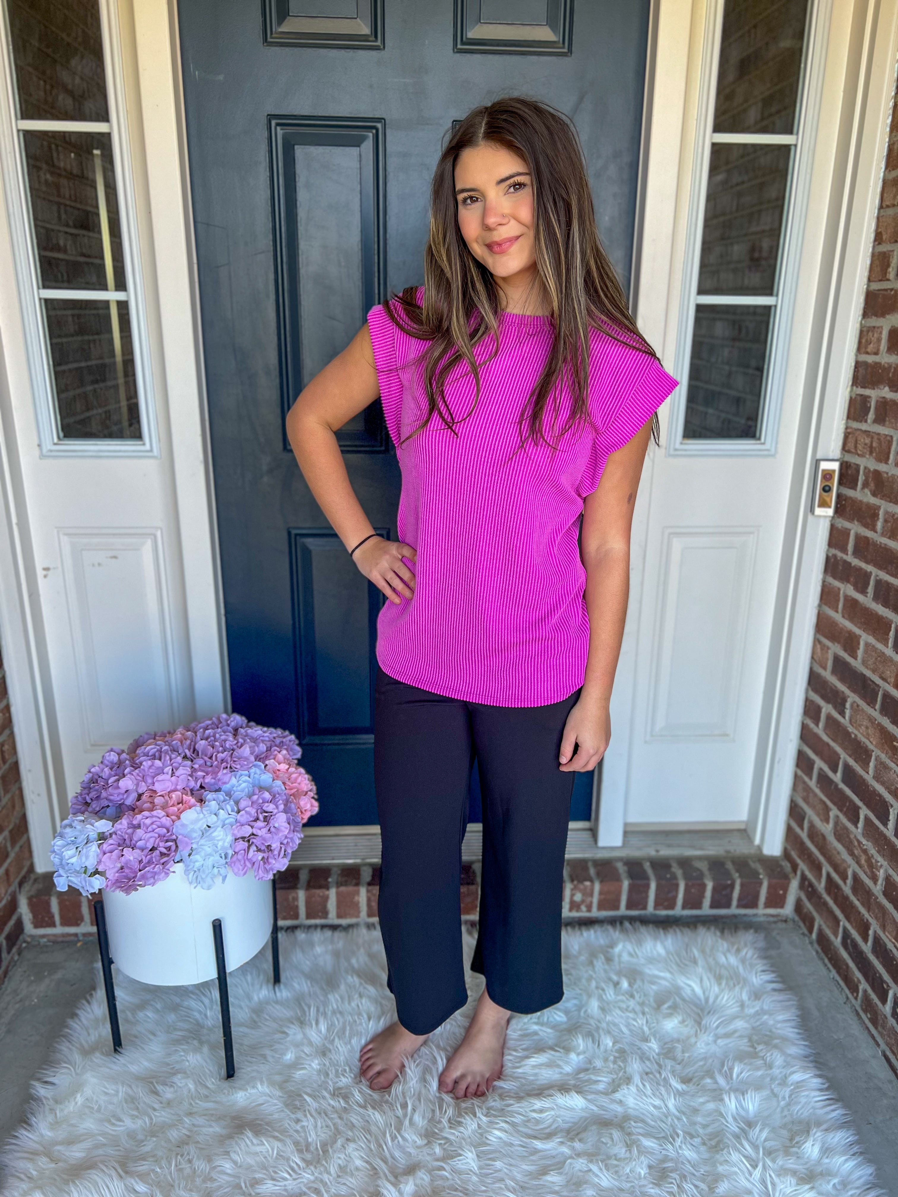 Lucy Wide Leg Stretchy Crop Pants - Black