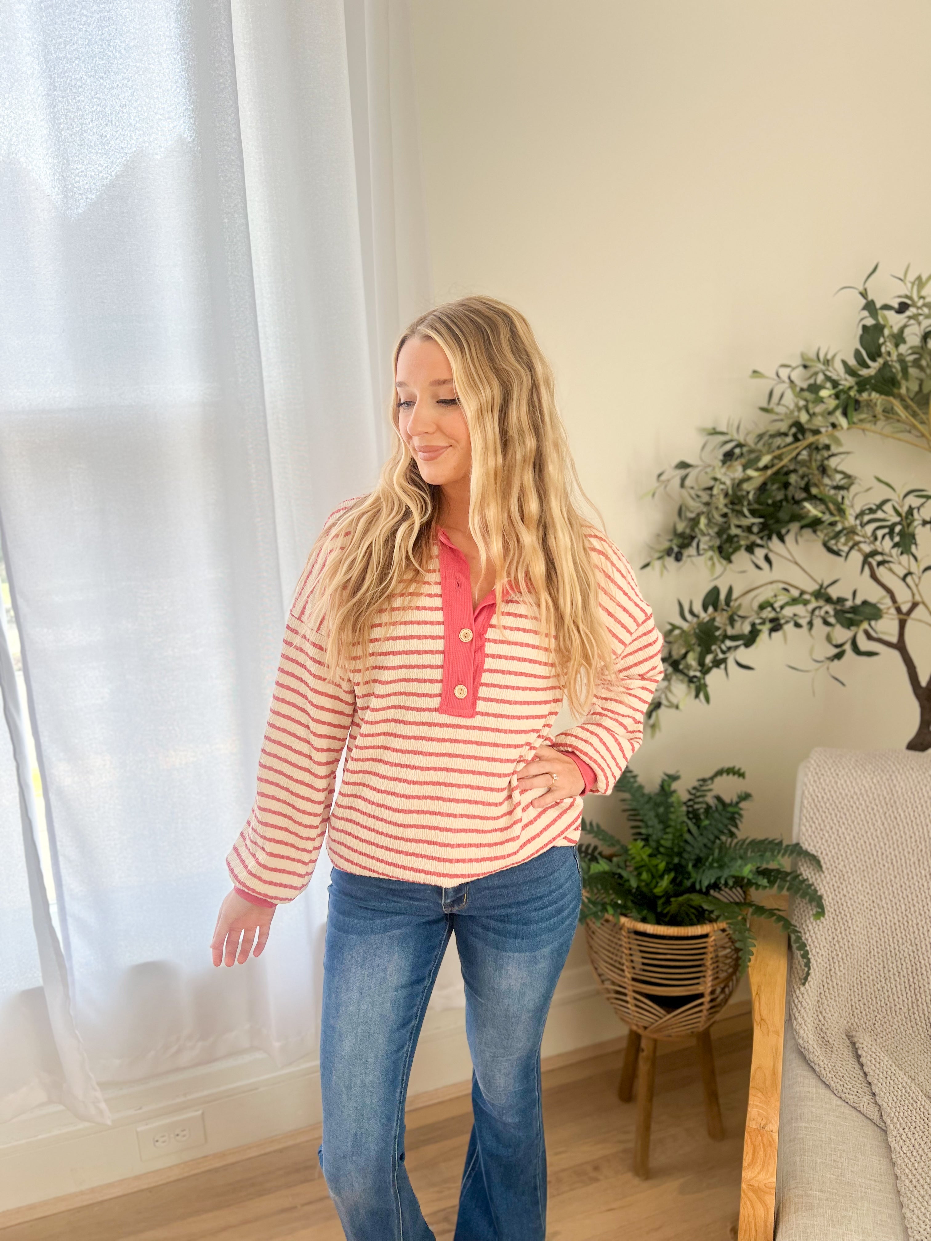 Emily Stripe Top - Rose