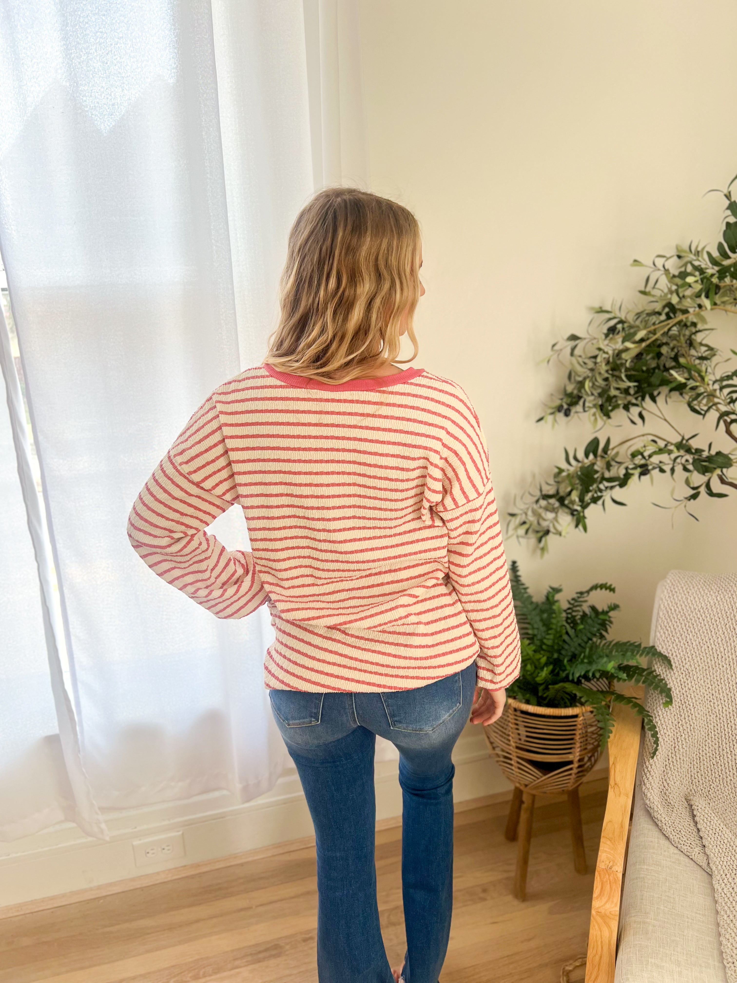 Emily Stripe Top - Rose