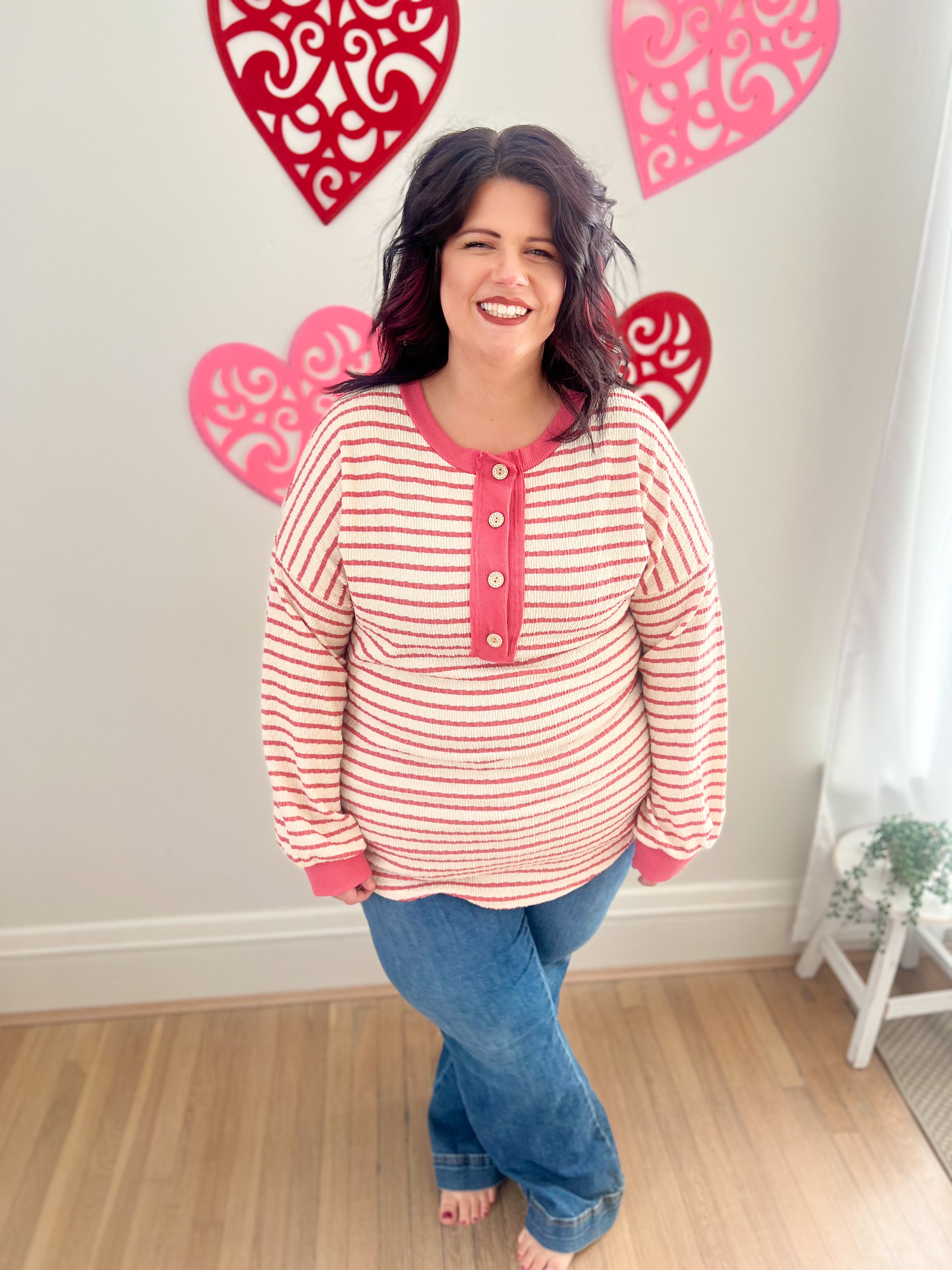 Emily Stripe Top - Rose