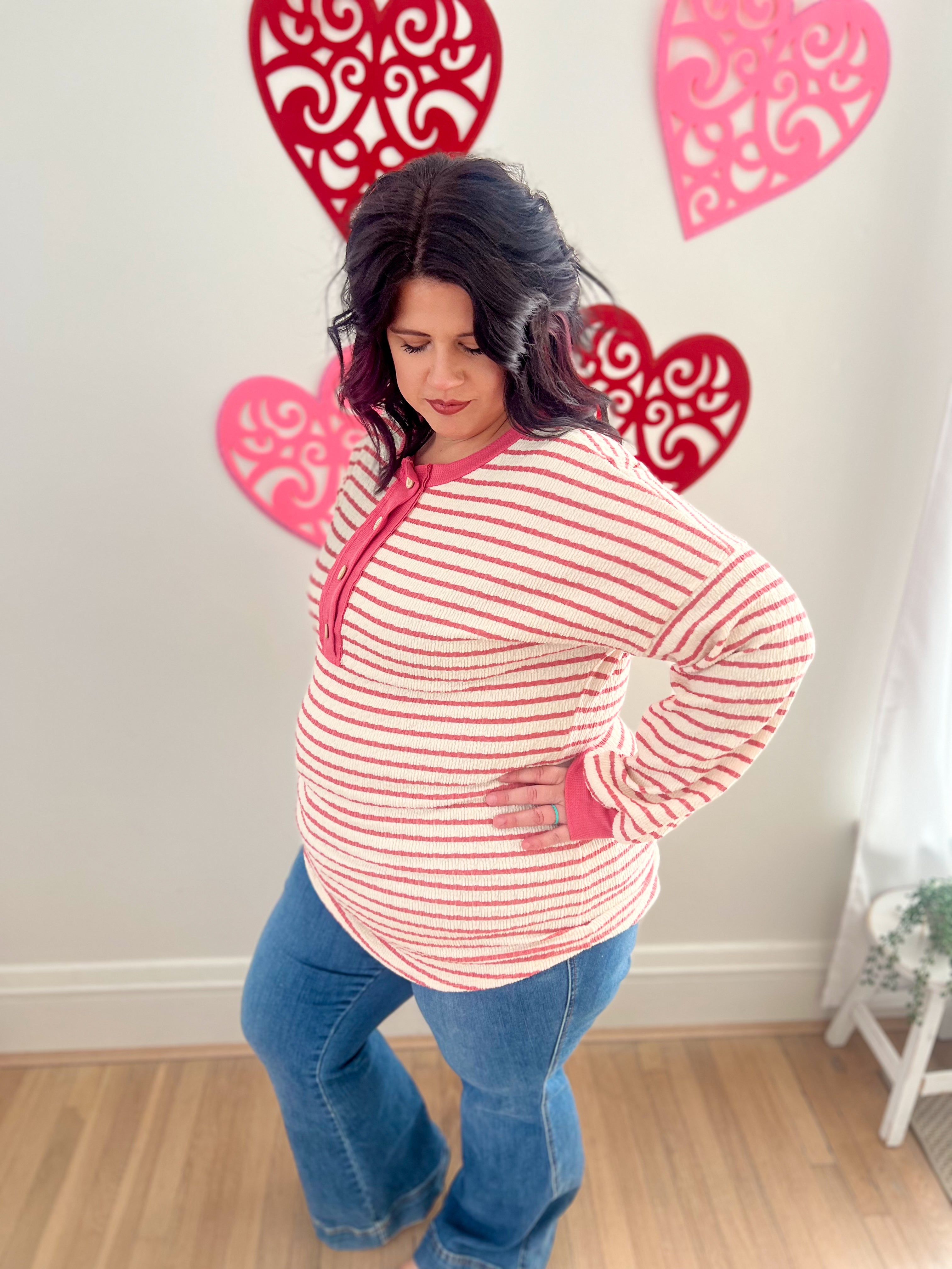 Emily Stripe Top - Rose