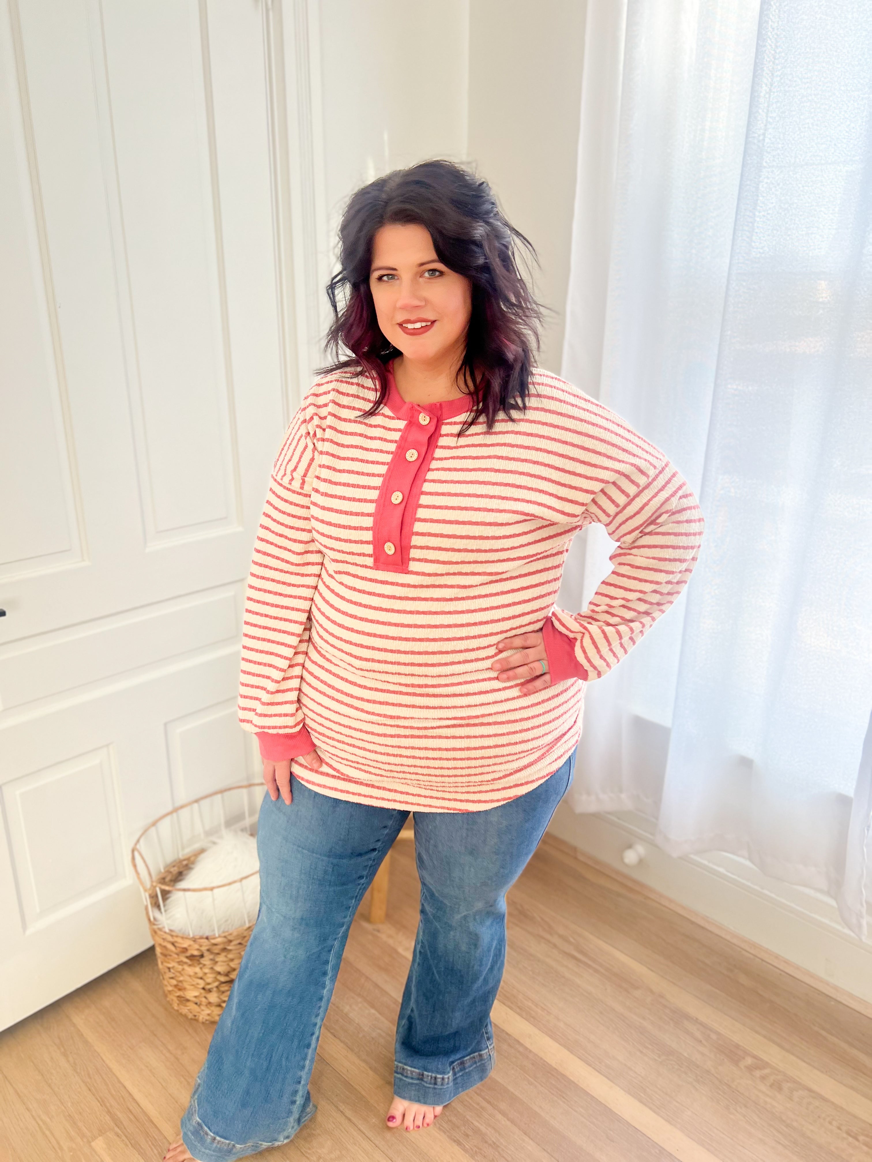 Emily Stripe Top - Rose