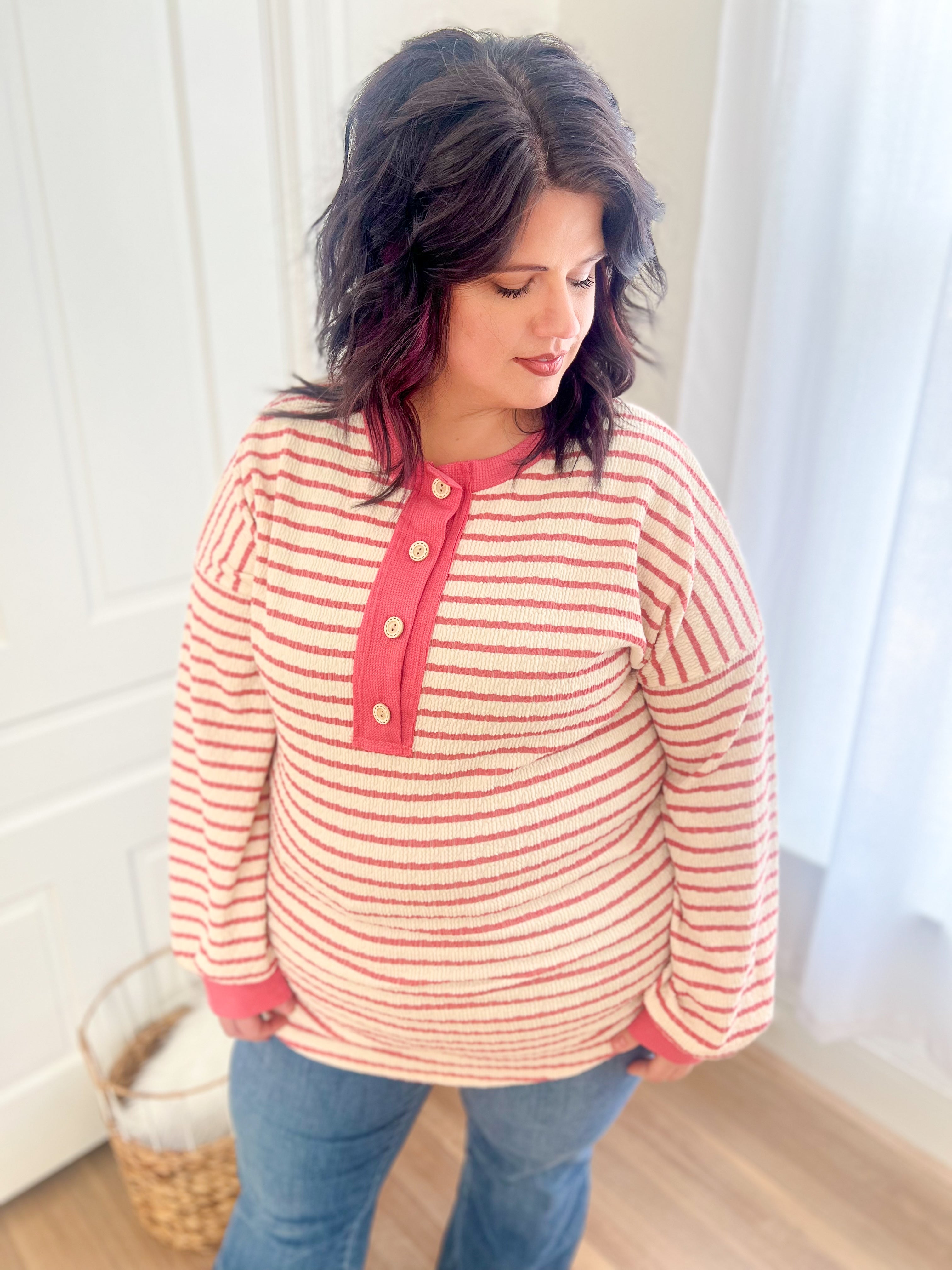 Emily Stripe Top - Rose
