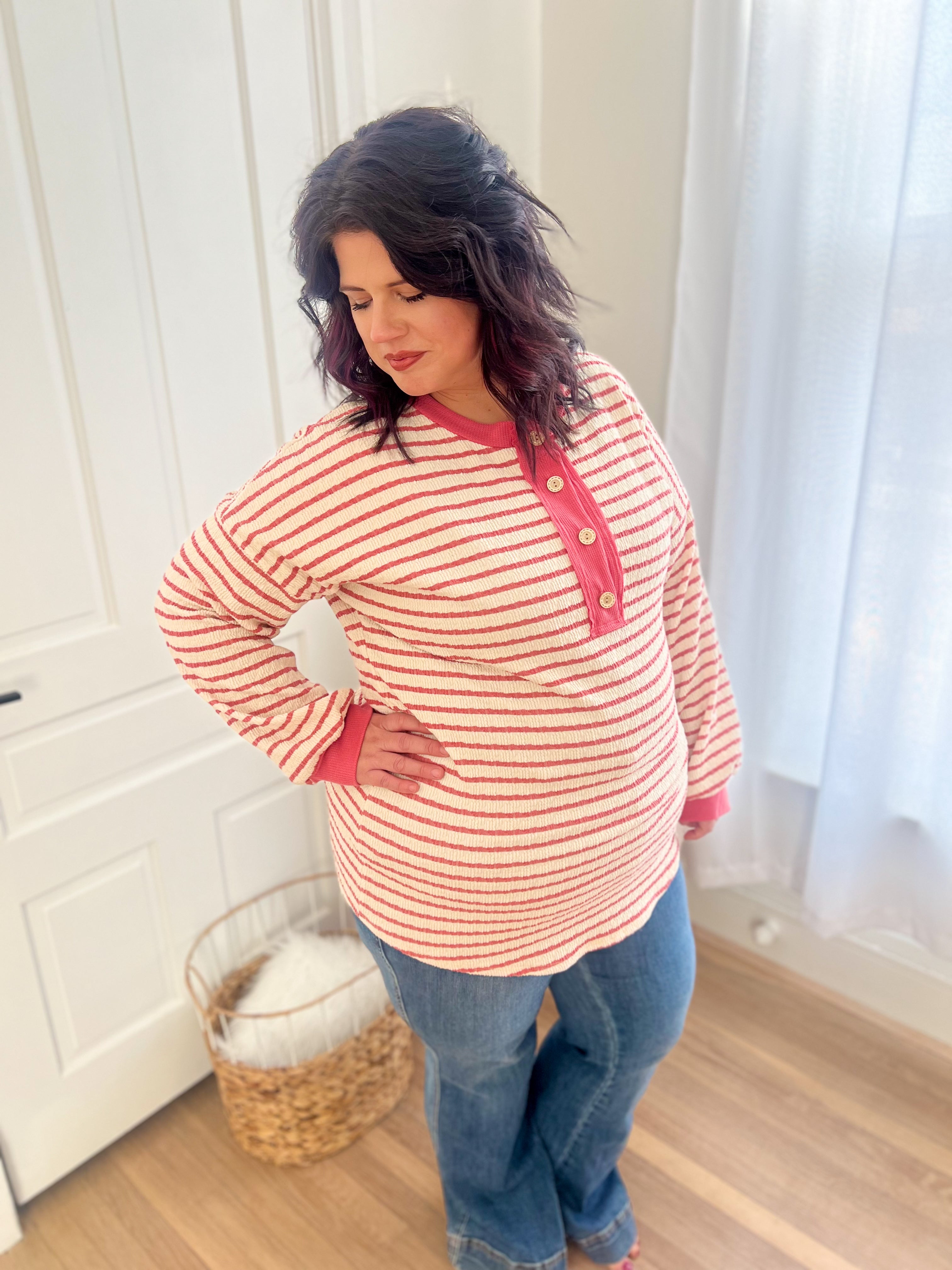 Emily Stripe Top - Rose