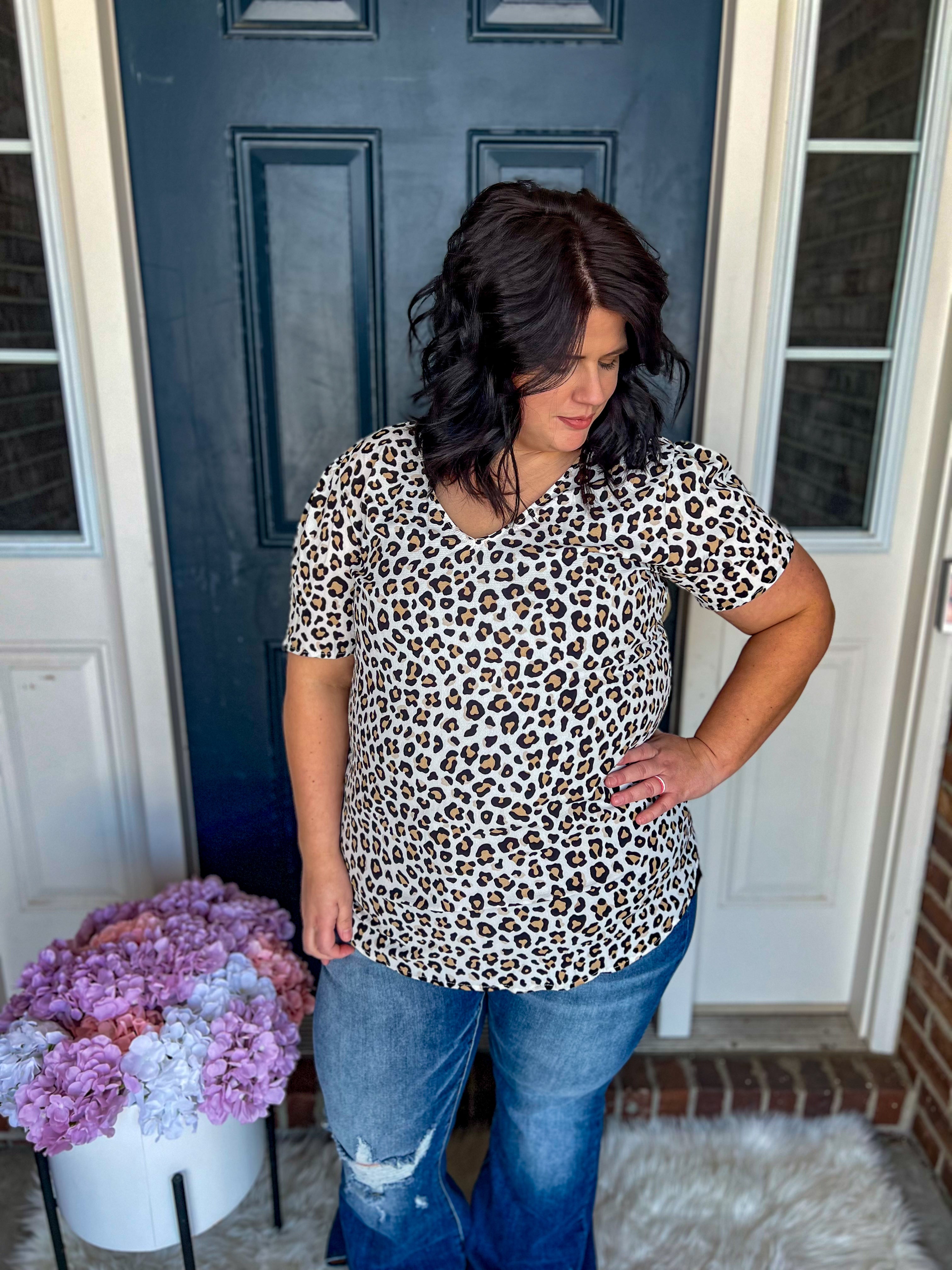 Leopard V-Neck Blouse