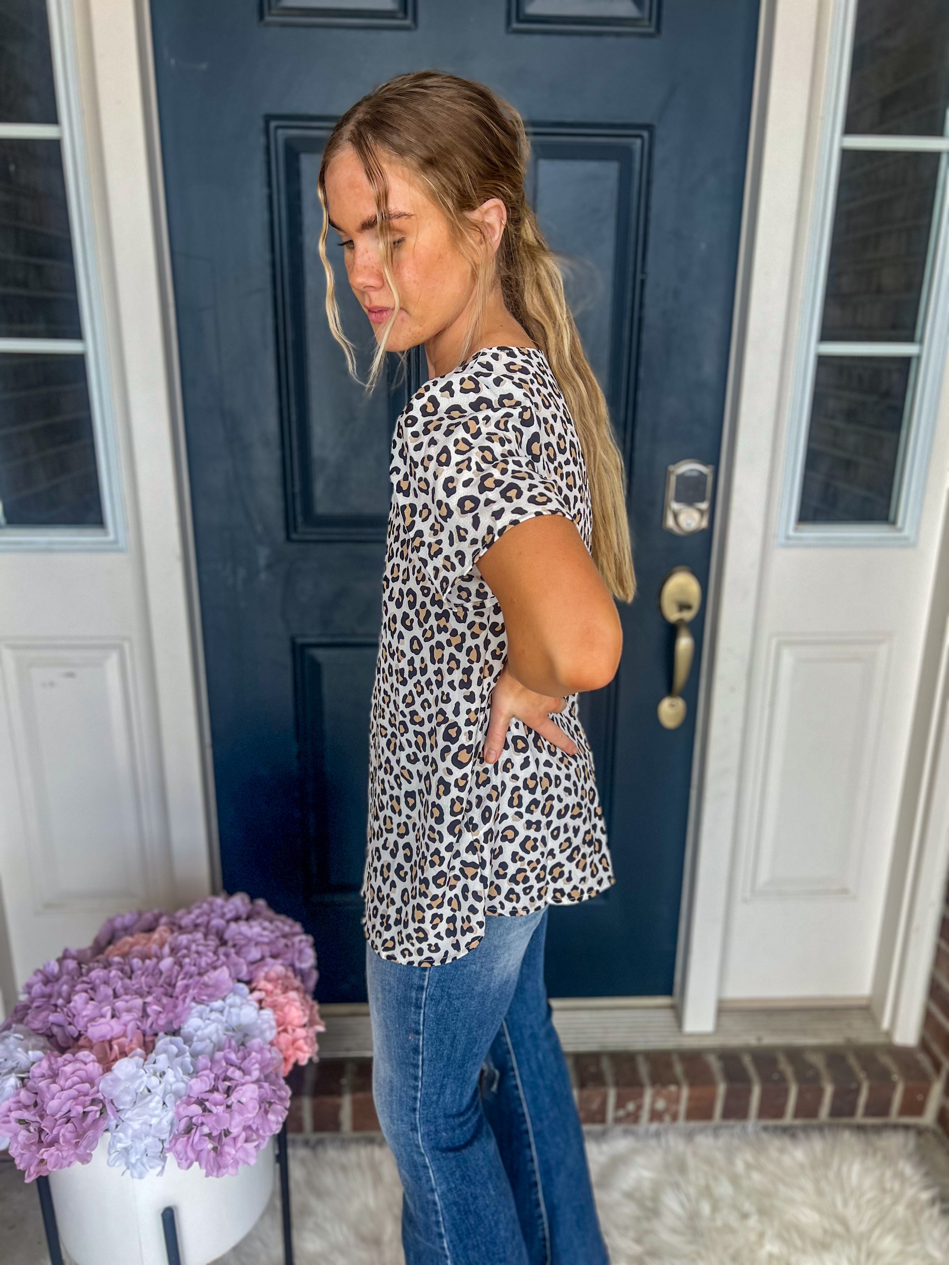 Leopard V-Neck Blouse