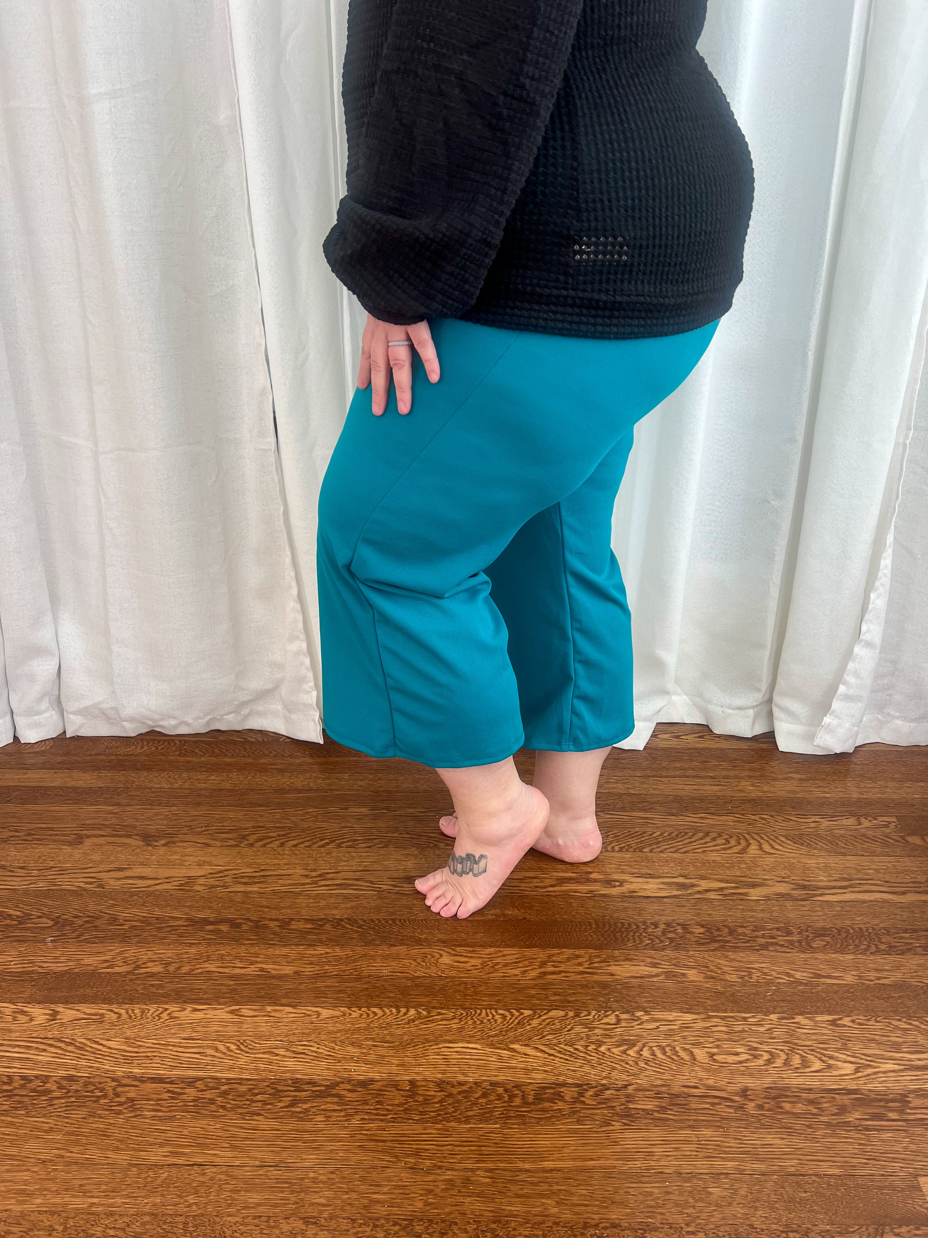 Lucy Wide Leg Stretchy Crop Pants - Jade