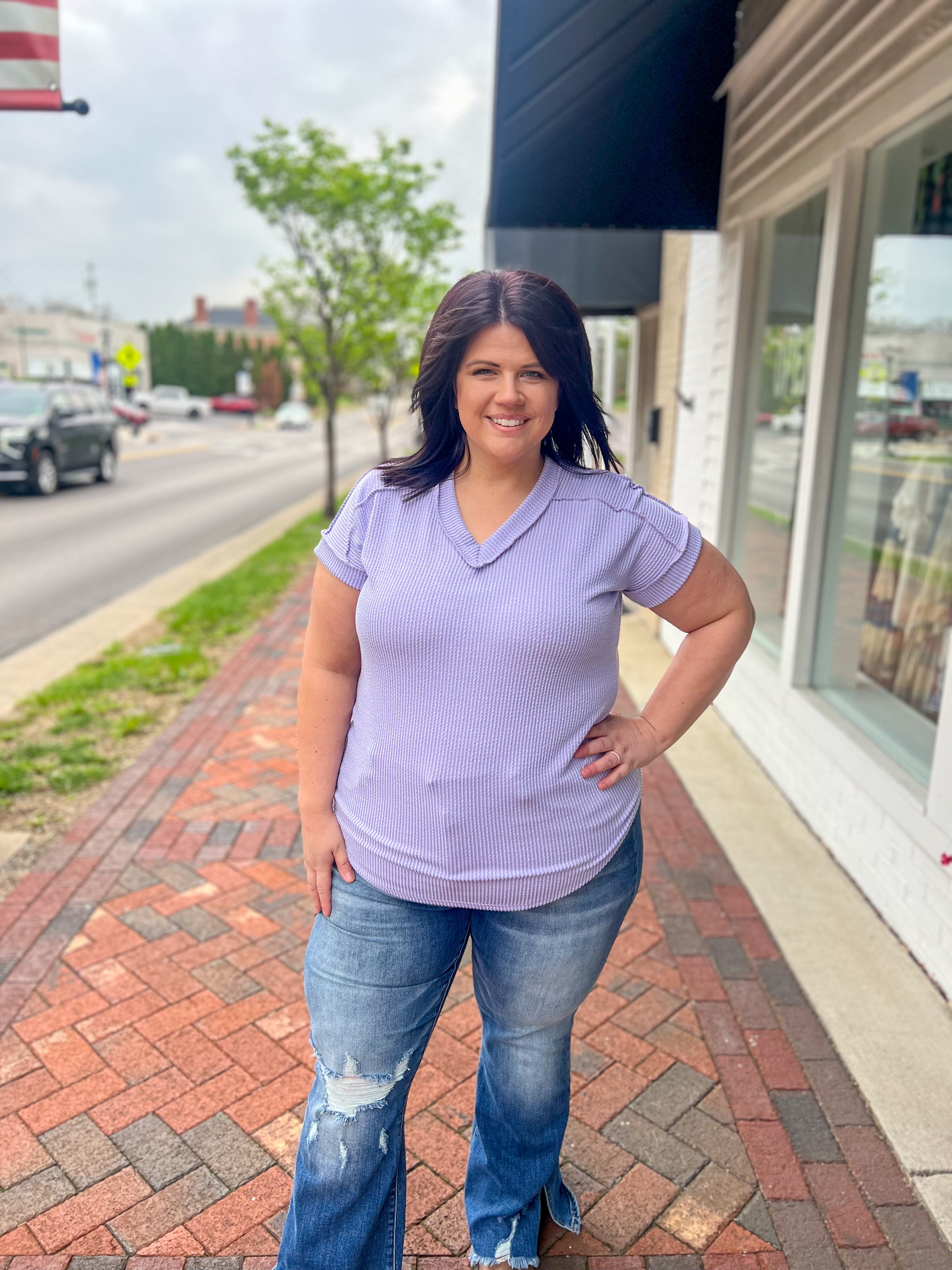 Lavender V-Neck Top