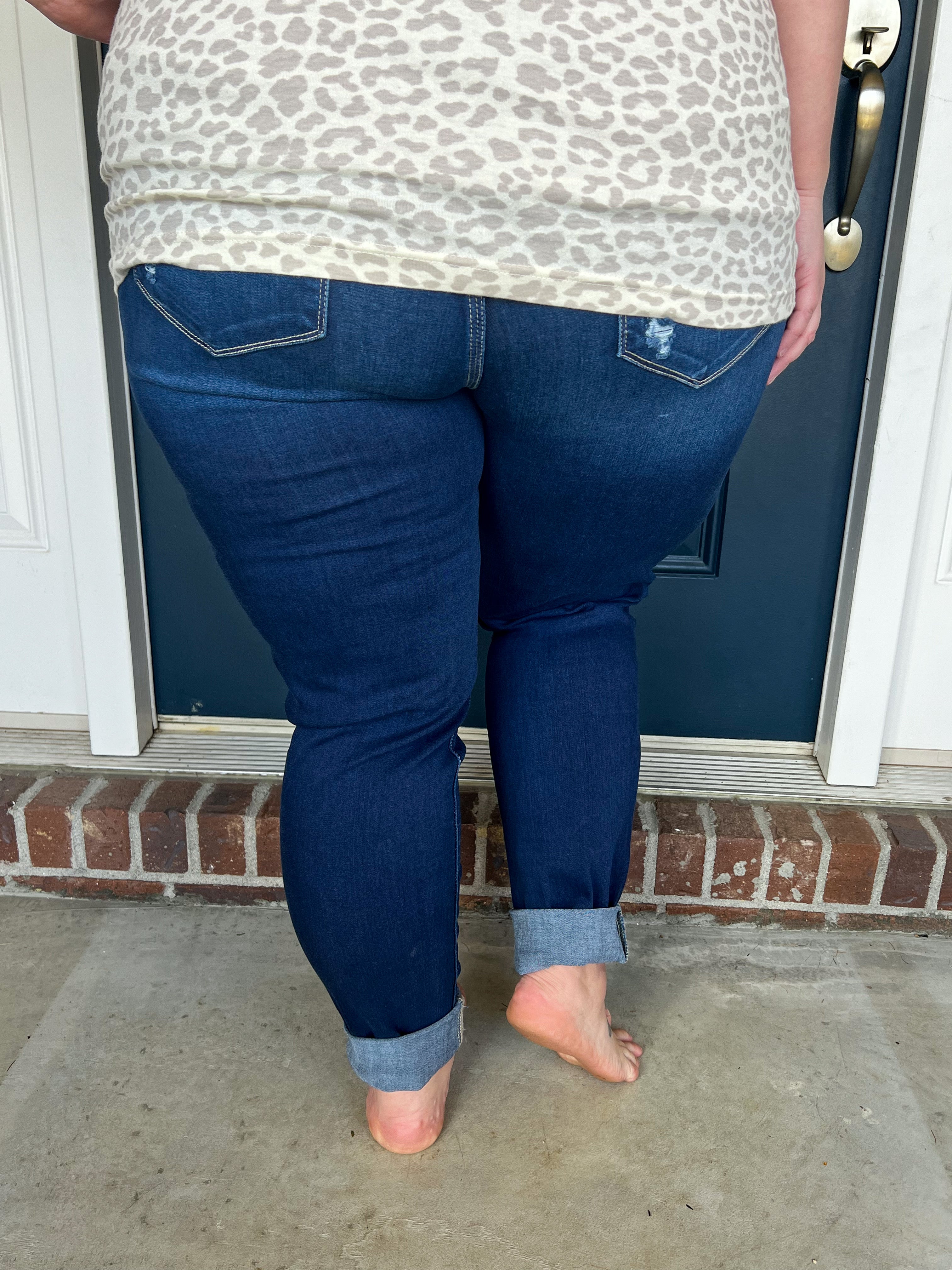 Kancan Harper Button-up Cuffed Skinny Jeans