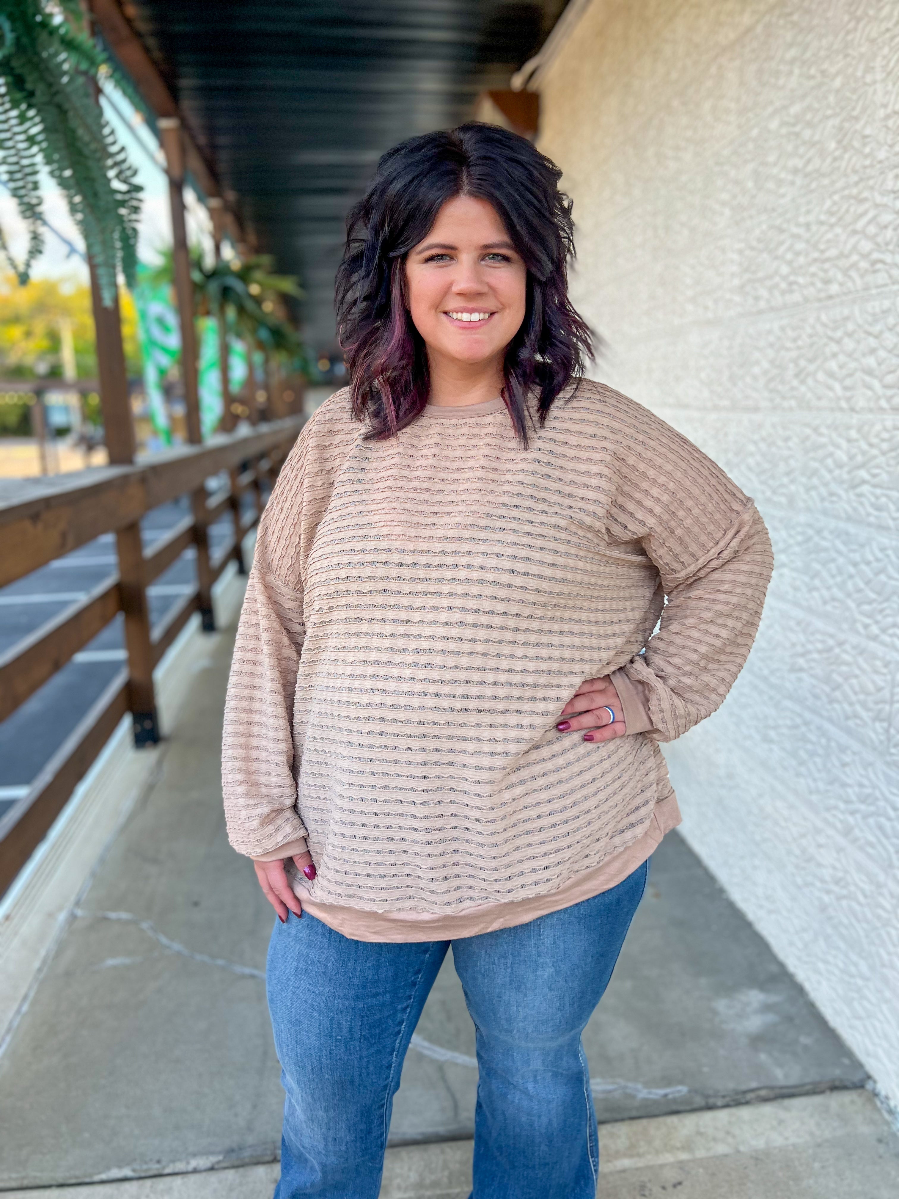 Mira Mocha Textured Long Sleeve Top