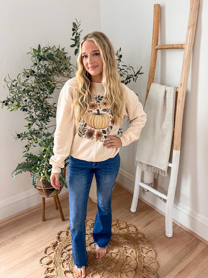 Boho Floral Fall Pumpkin Sweatshirt