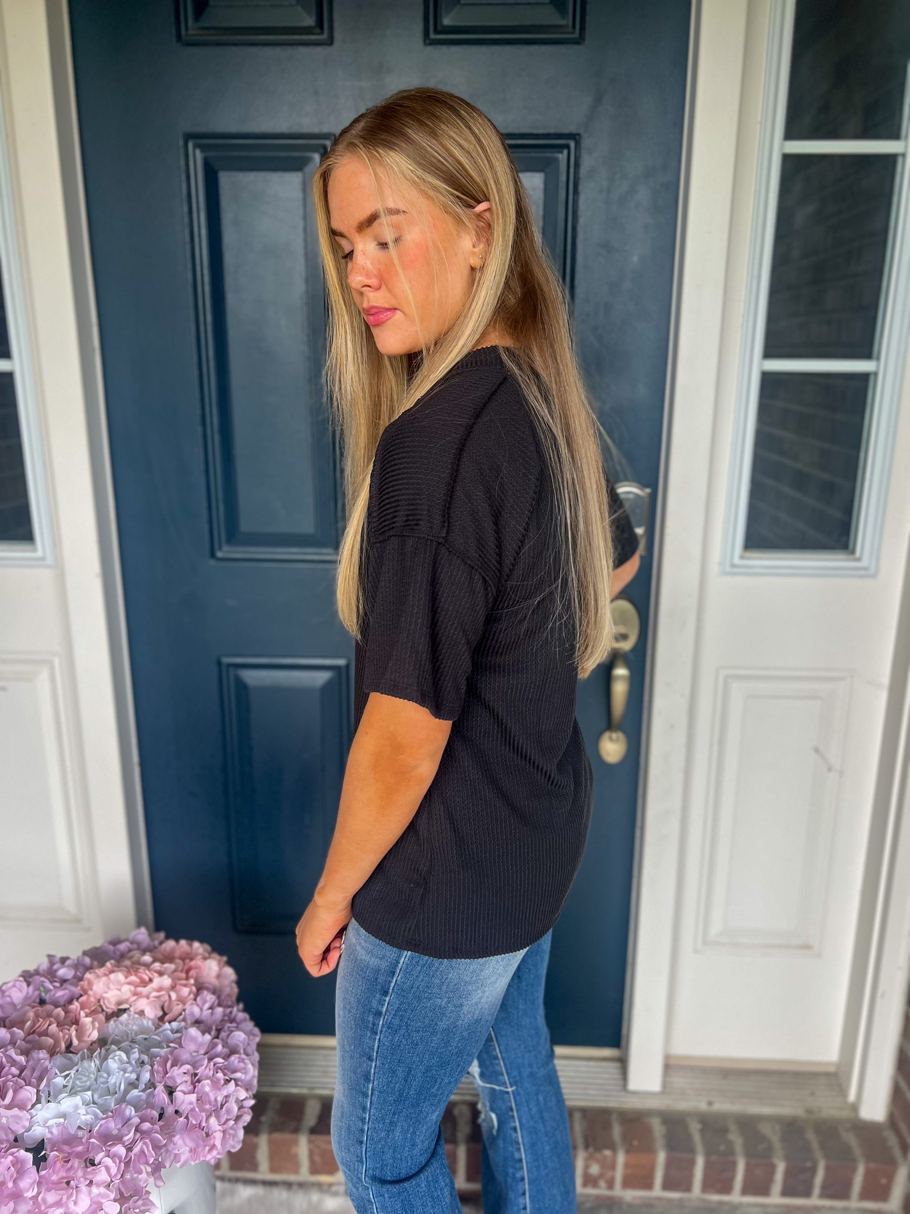 Kelly Ribbed Top - Black