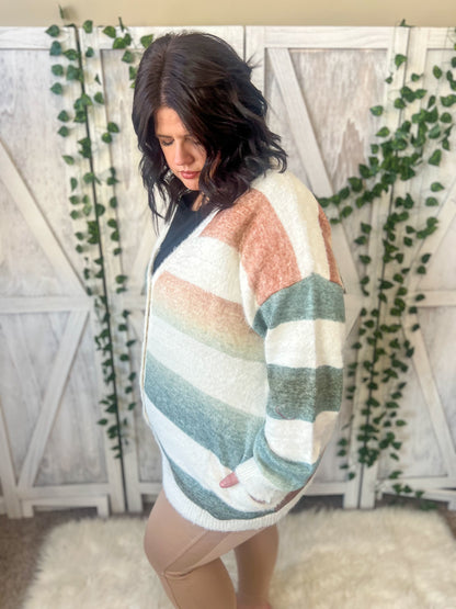 Remi Striped Button Down Cardigan