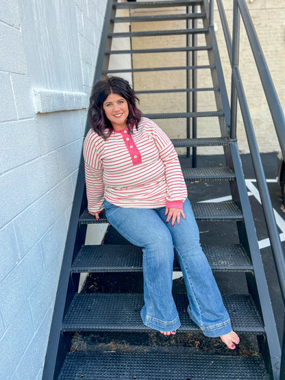 DOORBUSTER Emily Stripe Top - Rose